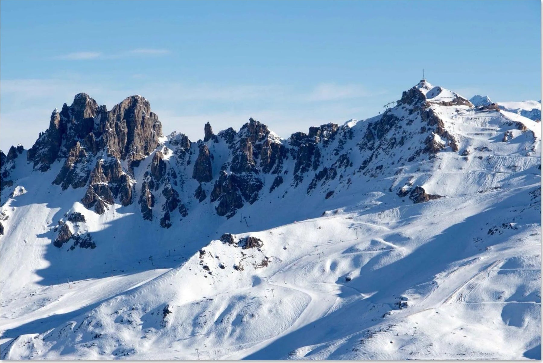 Photos of gondolas, cable cars, stations, and lines in the mountains