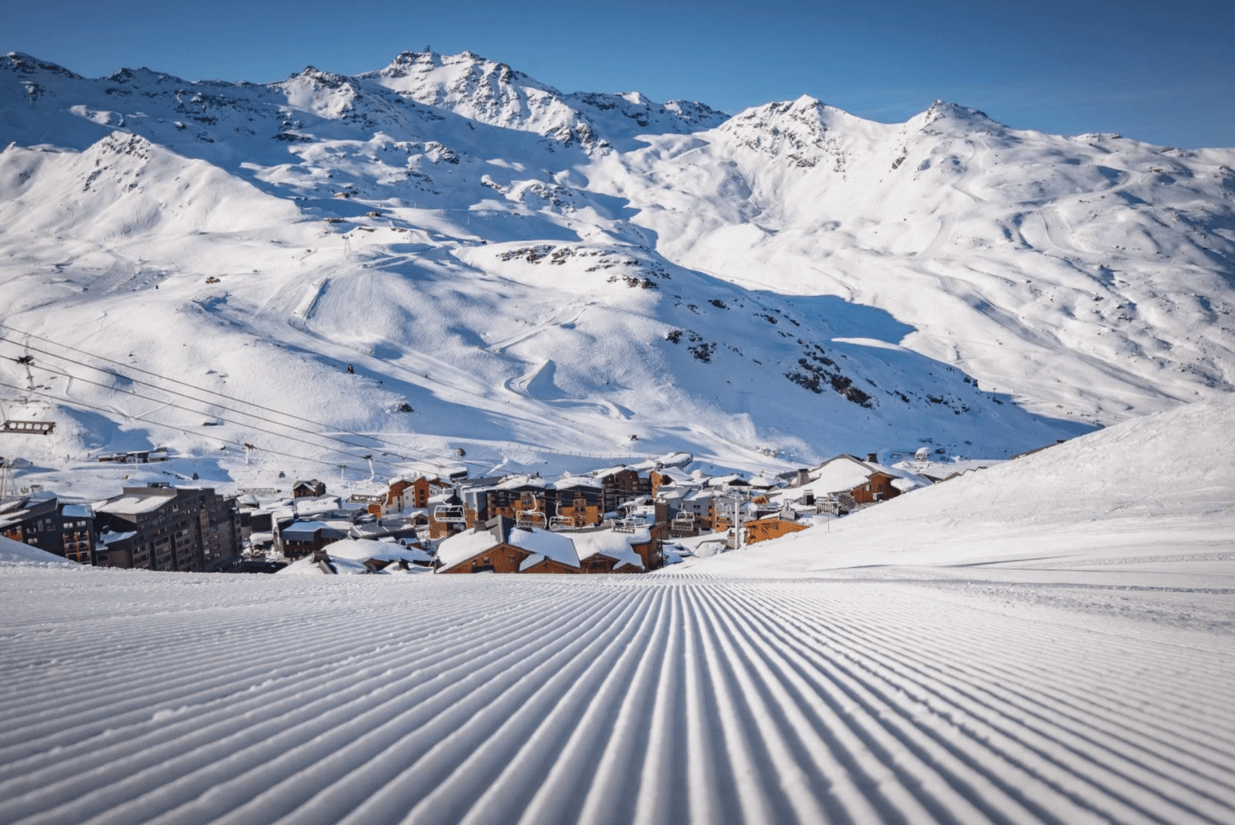 Photos of resorts, slopes, gondolas, and snow-capped peaks