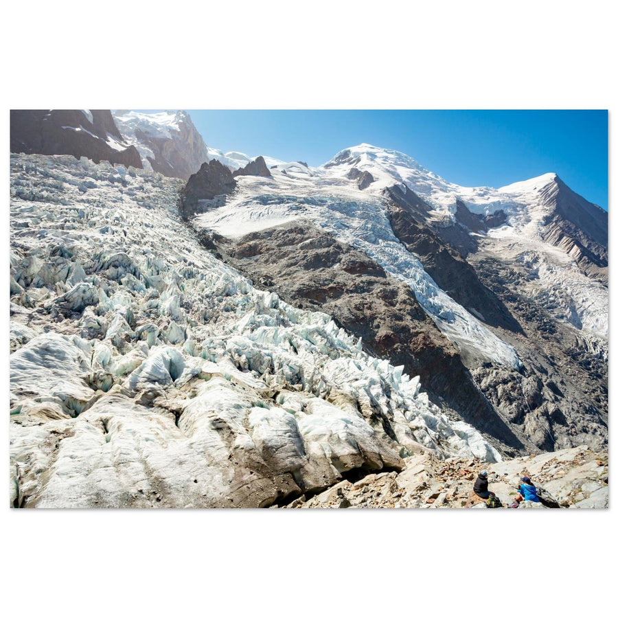 Tableau photo de la Jonction entre les glaciers des Bossons et de Taconnaz, impression sur aluminium Dibond mat au format 30 × 45 cm