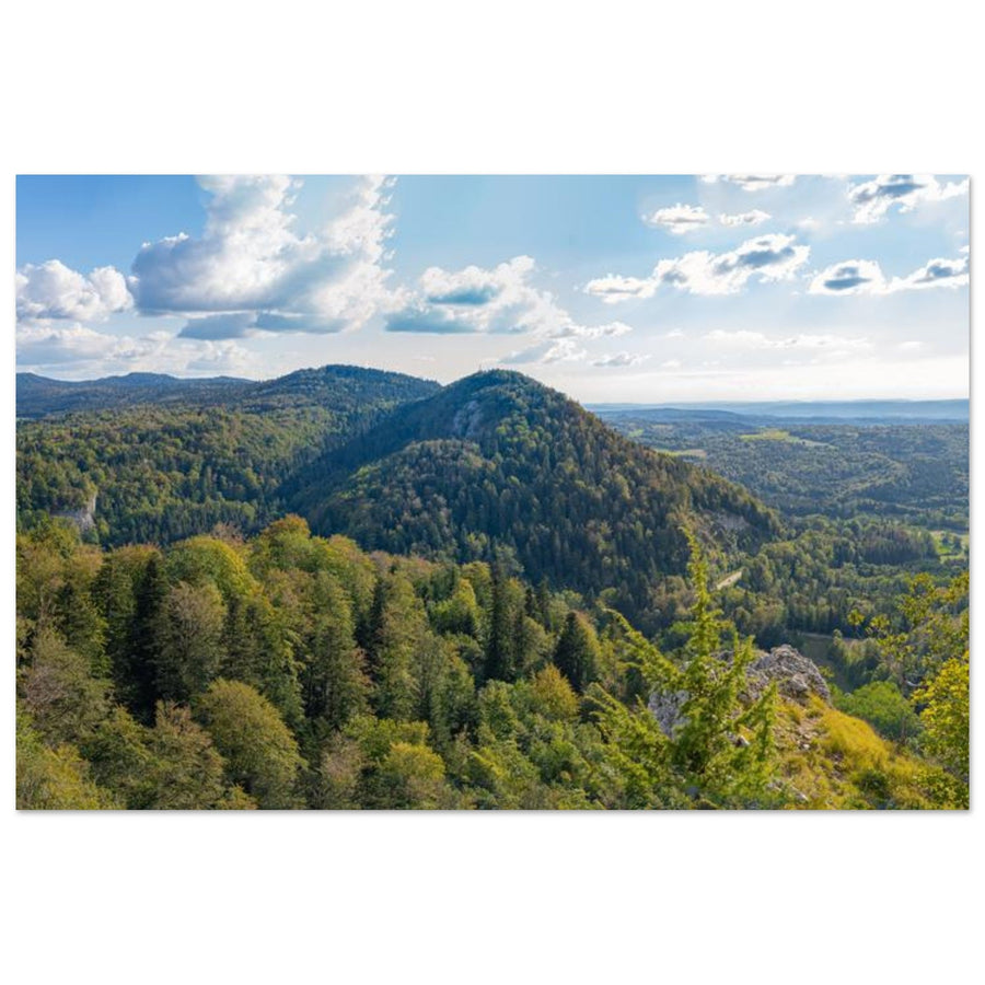 Photo of the panorama from the Pic de l’Aigle in the Jura — photo print on matte aluminum Dibond