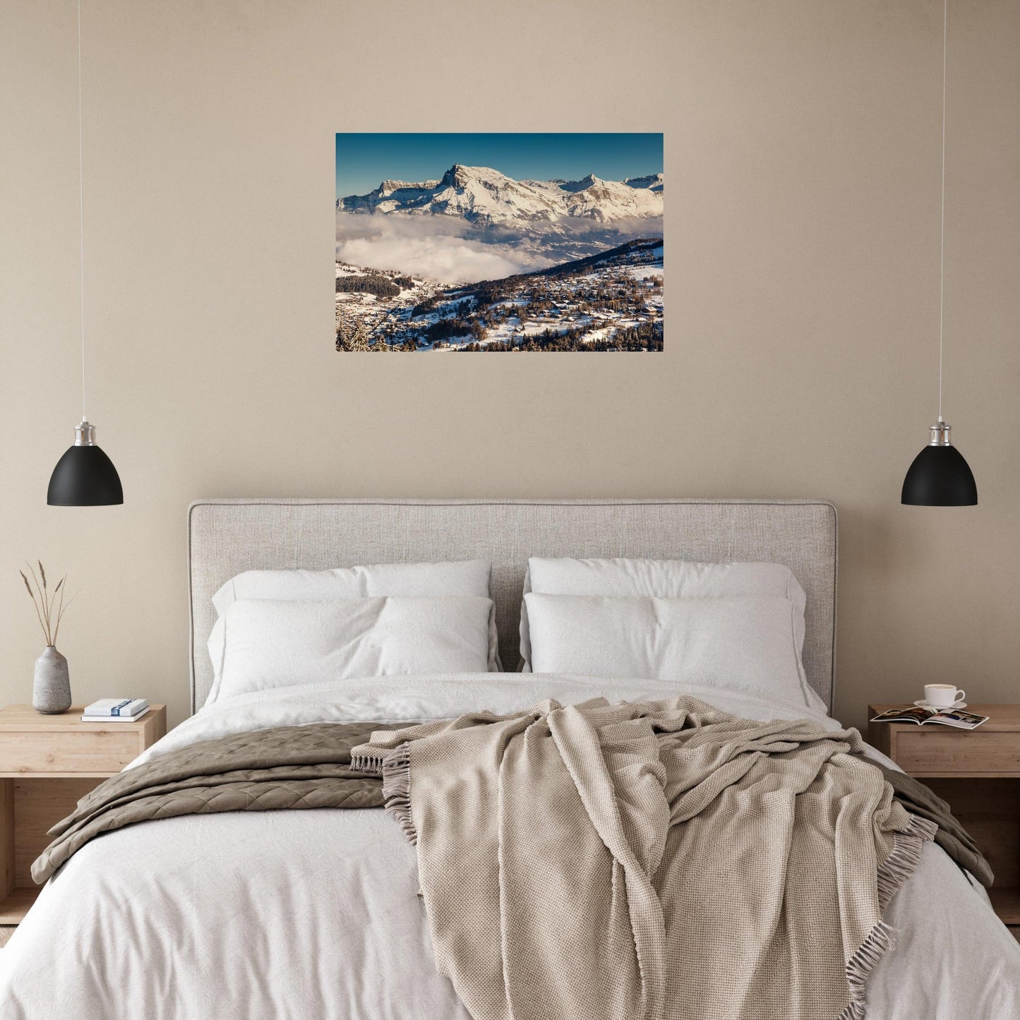 Aerial photo of Megève facing the Aiguille de Varan — photo print on matte aluminium Dibond
