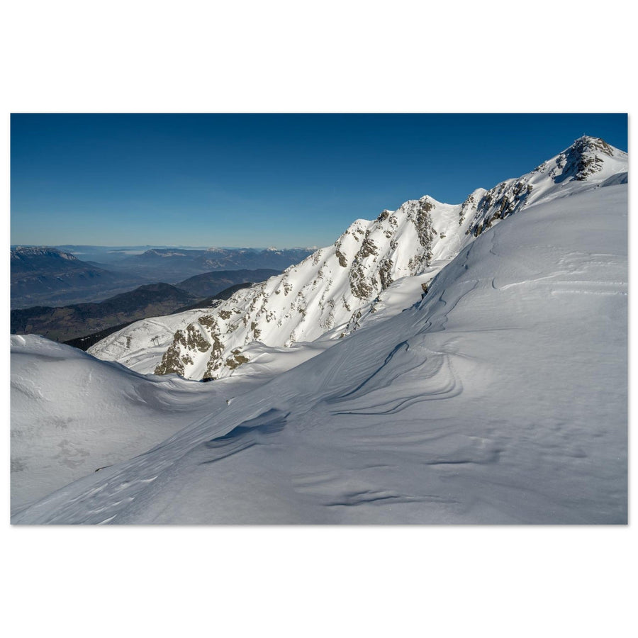 Photo de la Cime de la Jasse enneigée dans Belledonne — tableau photo paysage de montagne en Alu Dibond, fabrication française