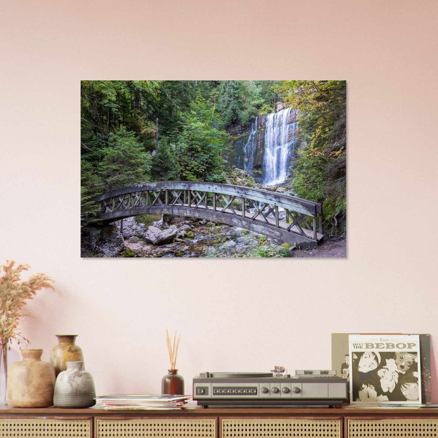 Tableau photo du Guiers Vif au Cirque de Saint-Même sur aluminium Dibond mat, présenté dans un intérieur