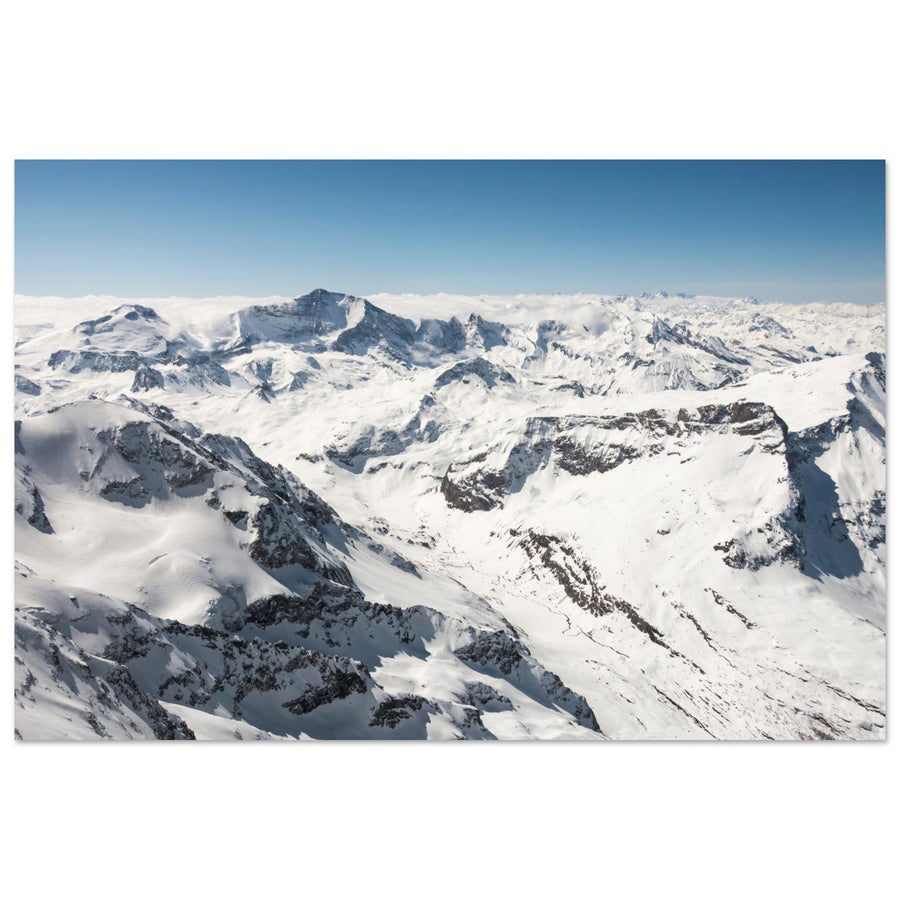 Photo du massif de la Vanoise depuis le sommet du Mont Pourri — tableau photo paysage de montagne en Alu Dibond, fabrication française