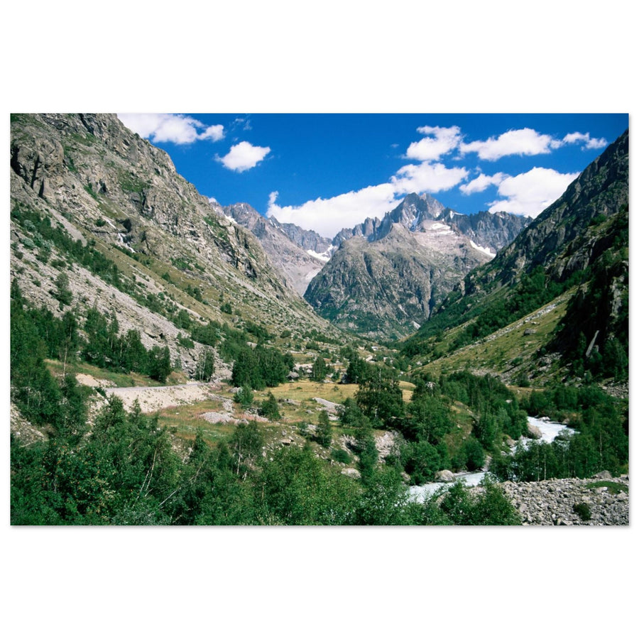 Tableau photo de la vallée du Vénéon dans les Écrins sur aluminium Dibond mat, format 60 × 90 cm