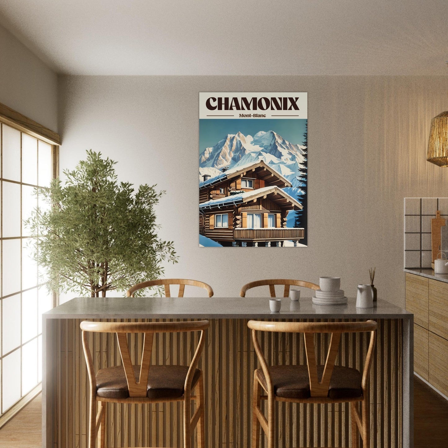 Vente Affiche vintage chalet à Chamonix, Haute-Savoie - Print Material