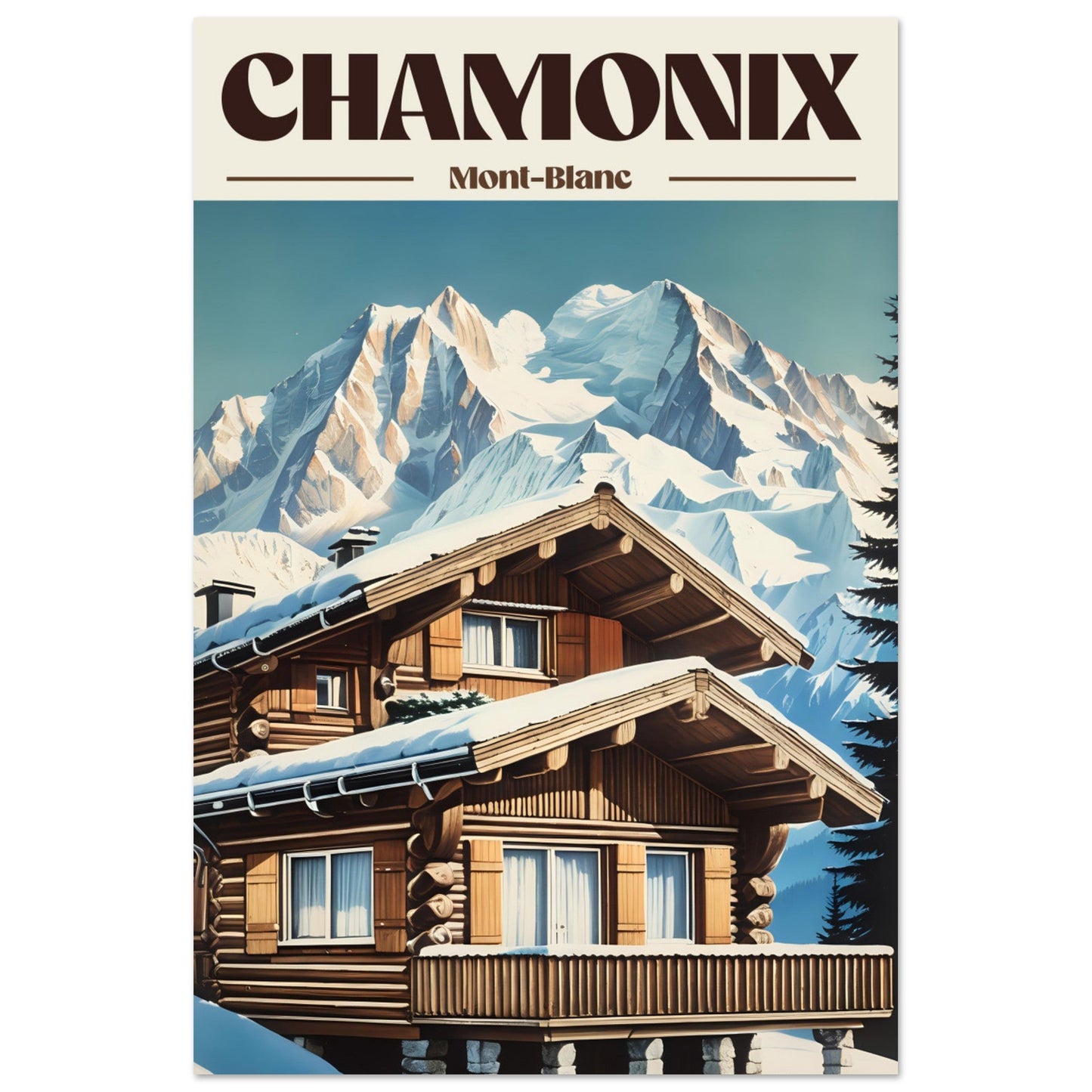 Vente Affiche vintage chalet à Chamonix, Haute-Savoie - Print Material