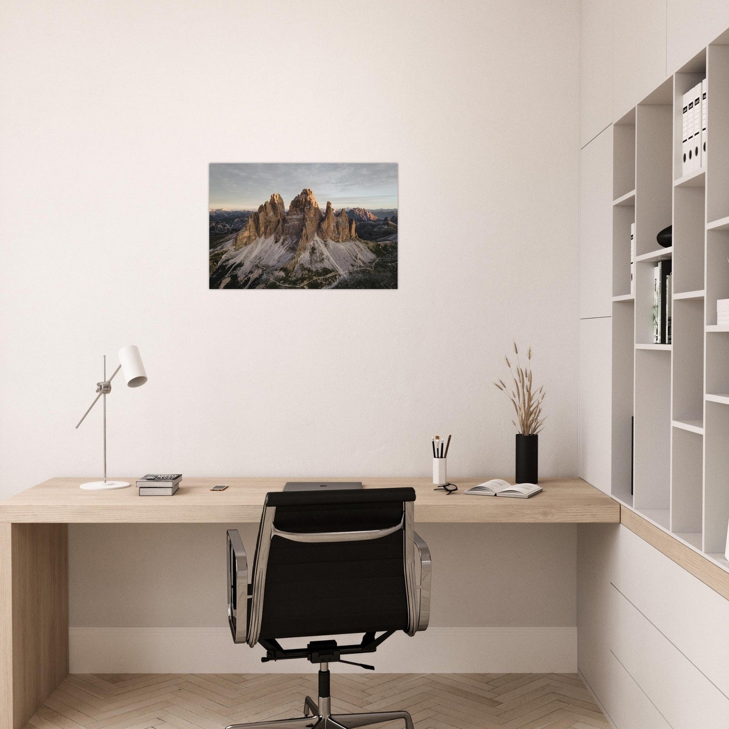 Tableau photo Photo de coucher de soleil sur les Tre Cime di Lavaredo, Italie 3 — tirage aluminium Dibond mat, fabrication française, prêt à accrocher