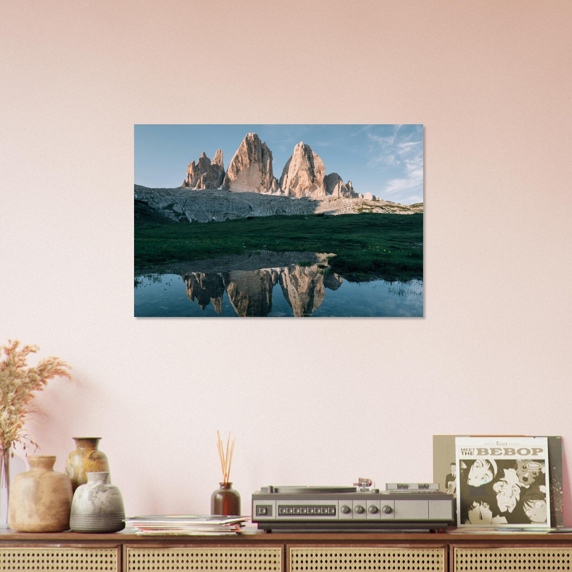 Vente Photo de reflet des Tre Cime di Lavaredo, Italie - Tableau photo paysage