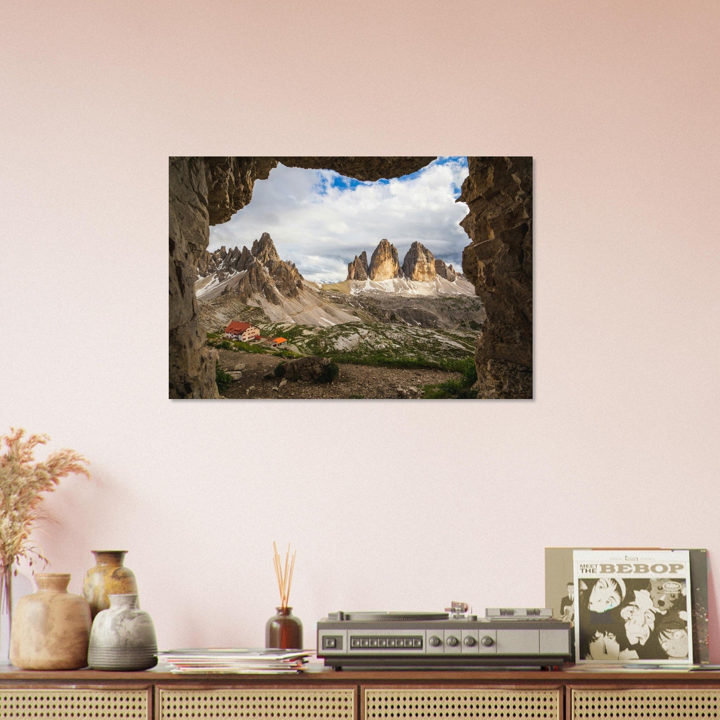 Tableau photo Photo des Tre Cime di Lavaredo, Italie 1 — tirage aluminium Dibond mat, fabrication française, prêt à accrocher