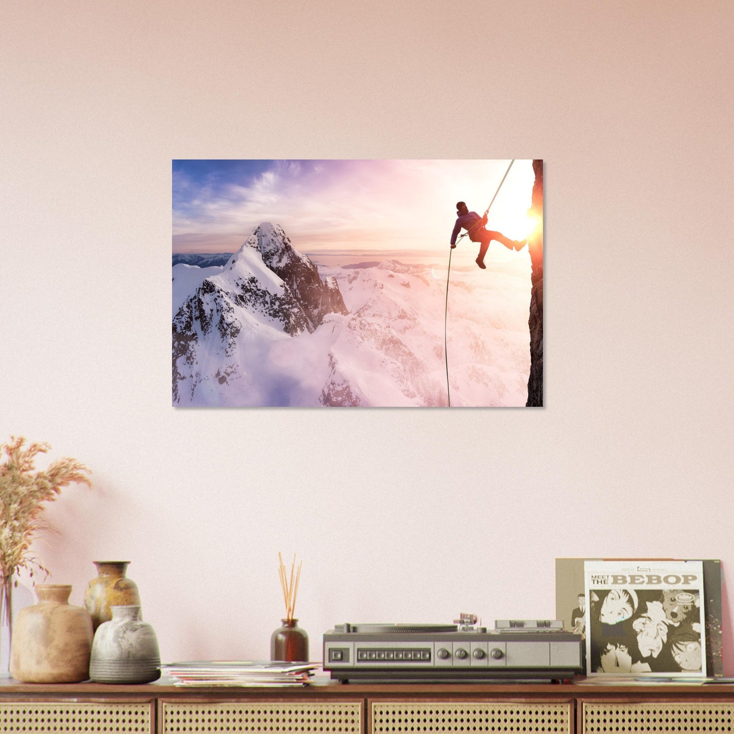 Tableau photo Photo d'escalade et coucher de soleil — tirage aluminium Dibond mat, fabrication française, prêt à accrocher