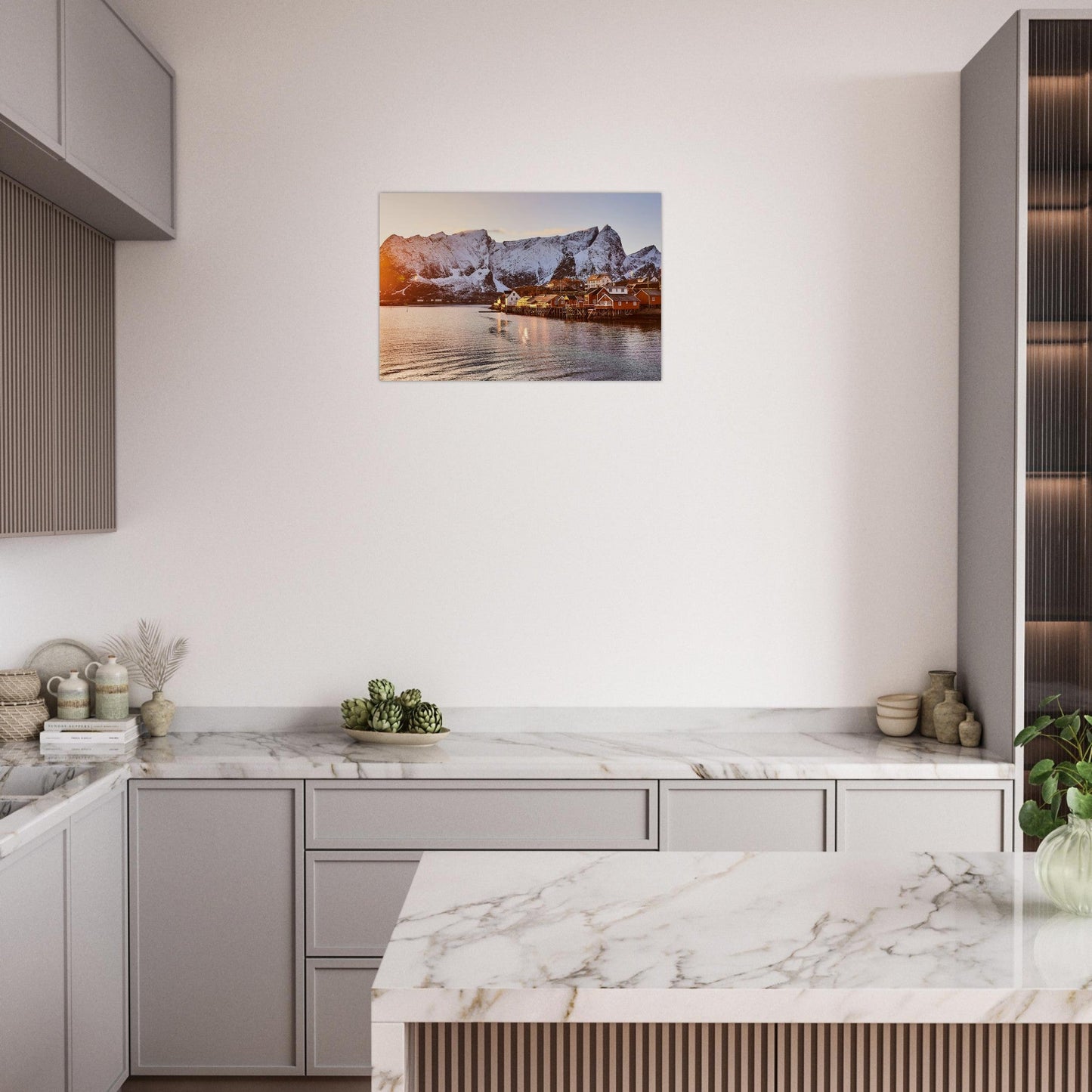 Tableau photo Photo d'un coucher de soleil sur les Îles Lofoten, Norvège 1 — tirage aluminium Dibond mat, fabrication française, prêt à accrocher