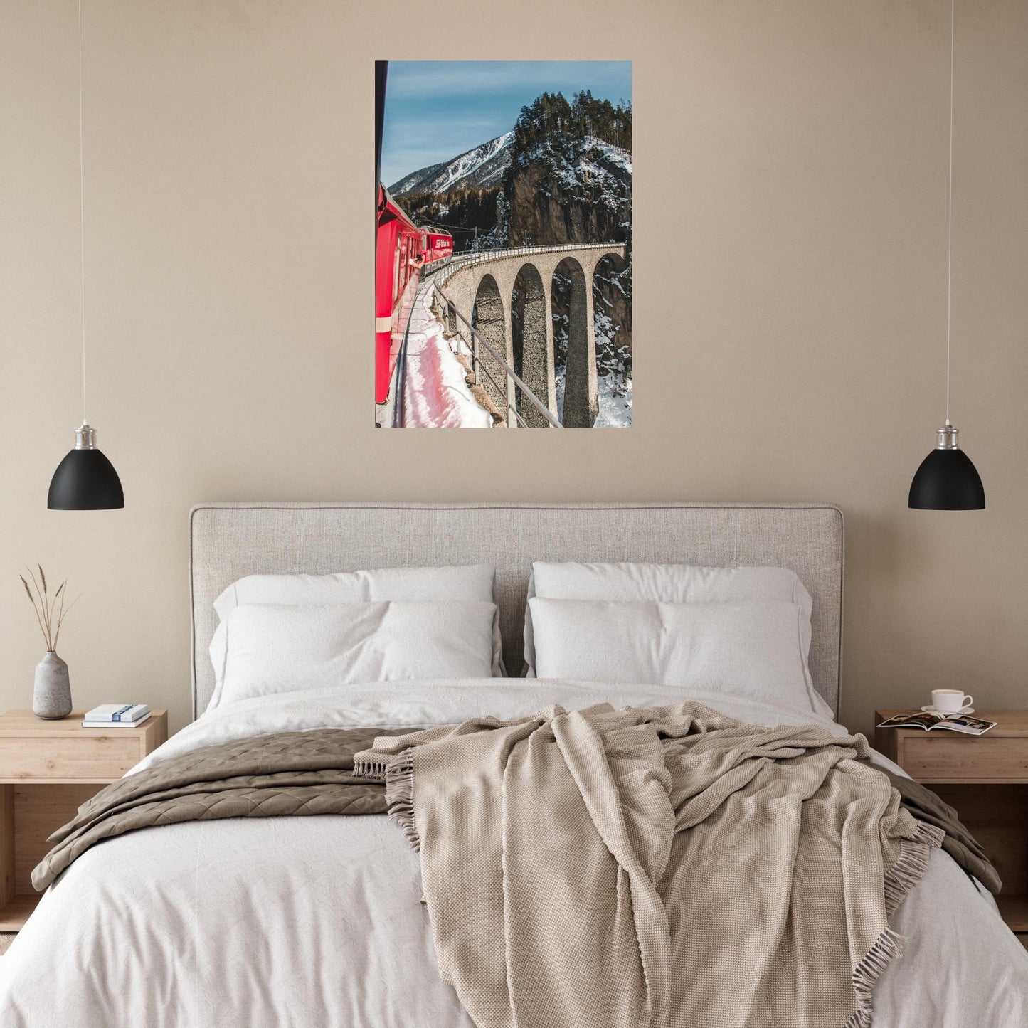 Tableau photo Photo d'un train sur le Viaduc de Landwasser, Suisse 2 — tirage aluminium Dibond mat, fabrication française, prêt à accrocher