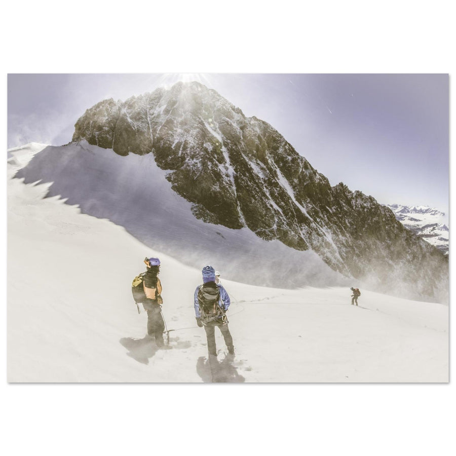 Tableau photo sur aluminium Dibond : Alpinistes vers le plateau des Rouies — Écrins