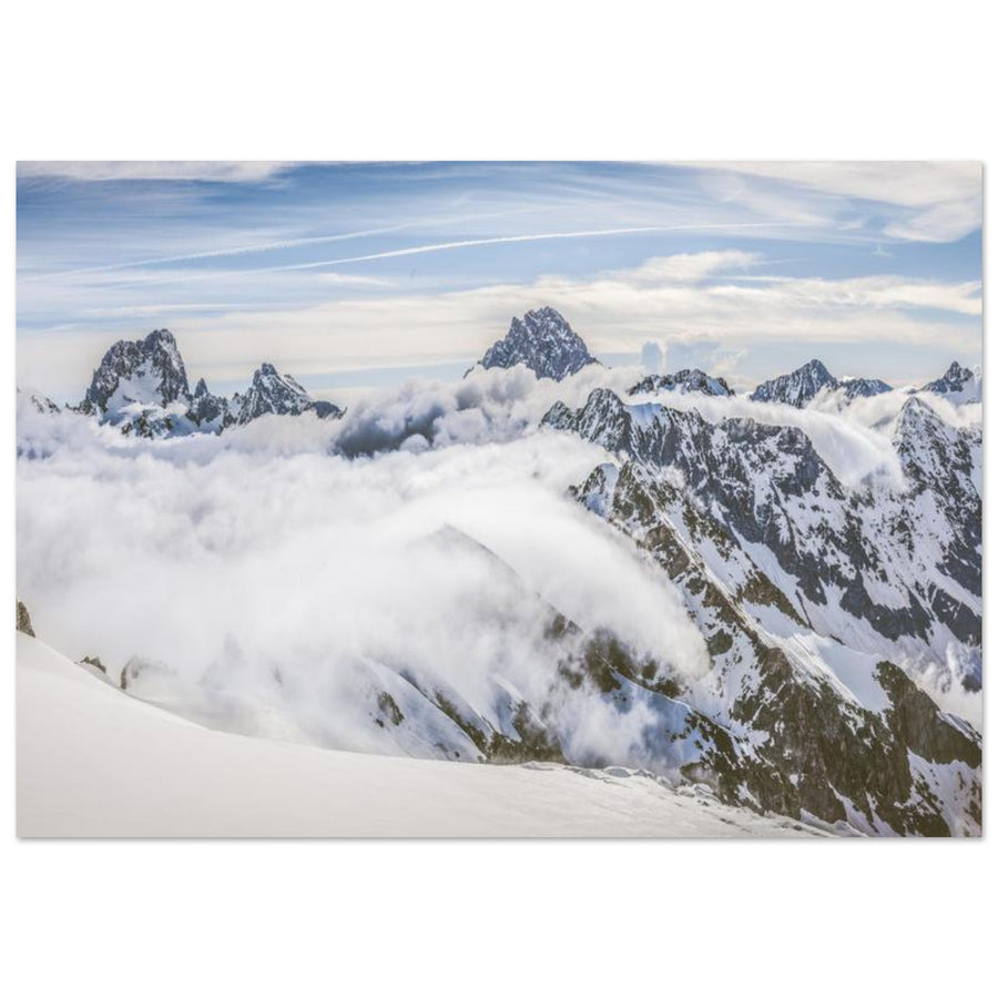 Tableau photo sur aluminium Dibond : La Crêtes des Écrins — mer de nuages (plateau des Rouies)
