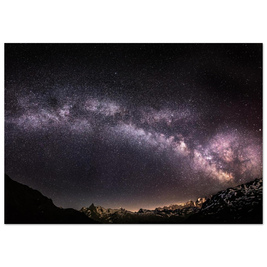 Tableau photo sur aluminium Dibond : La Voie lactée — Mont-Blanc et sommets alpins