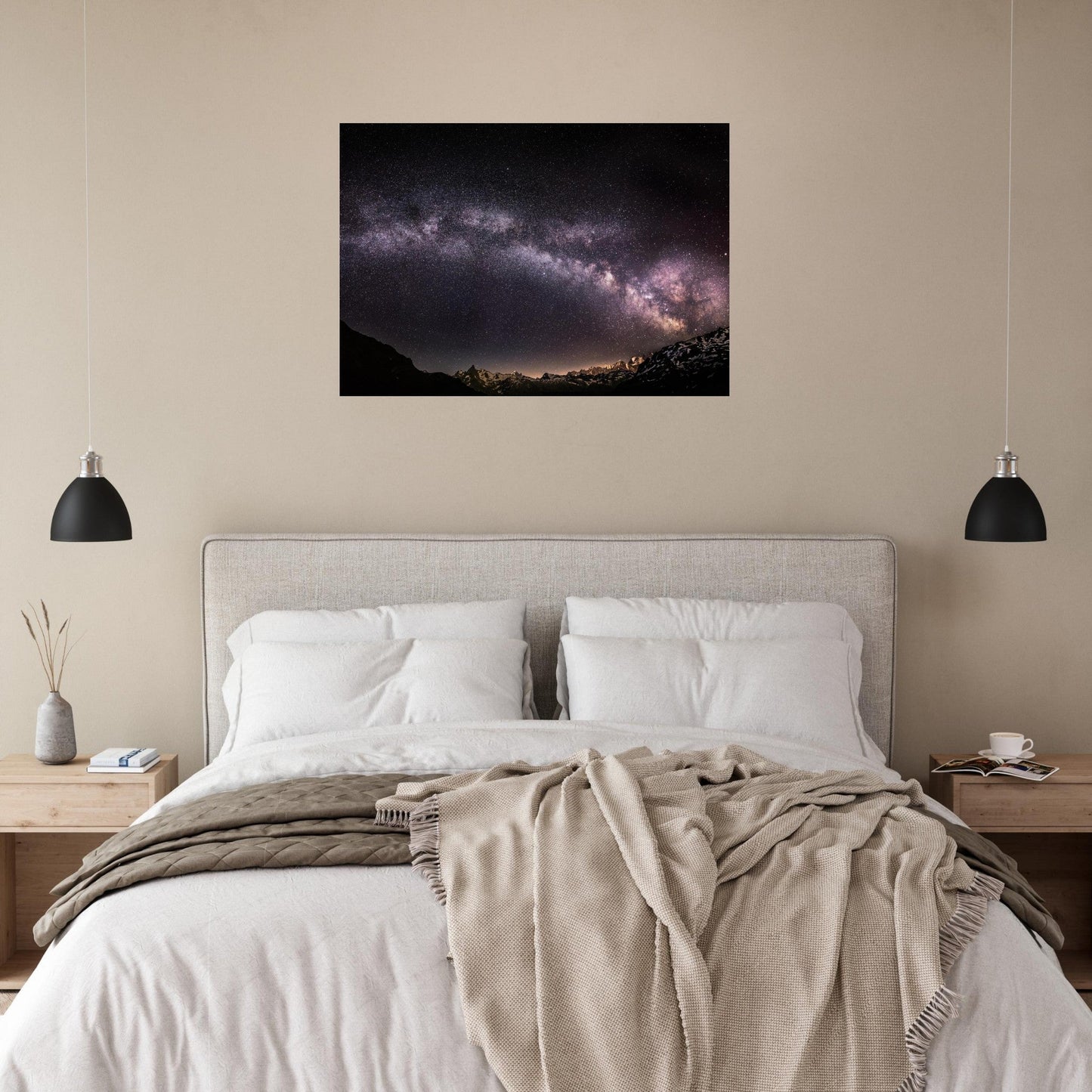 Tableau photo Photo de la Voie lactée — Mont Blanc & sommets alpins — tirage aluminium Dibond mat, fabrication française, prêt à accrocher