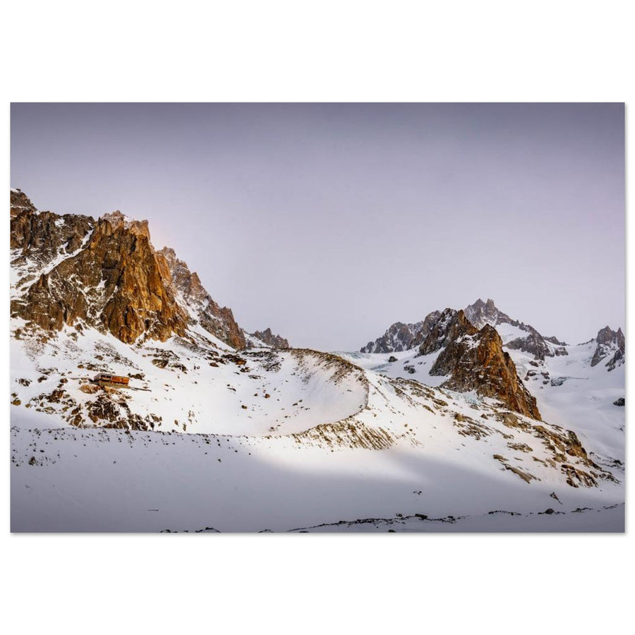 Tableau photo sur aluminium Dibond : Le Refuge du Couvercle — glacier de Talèfre (Mont-Blanc)