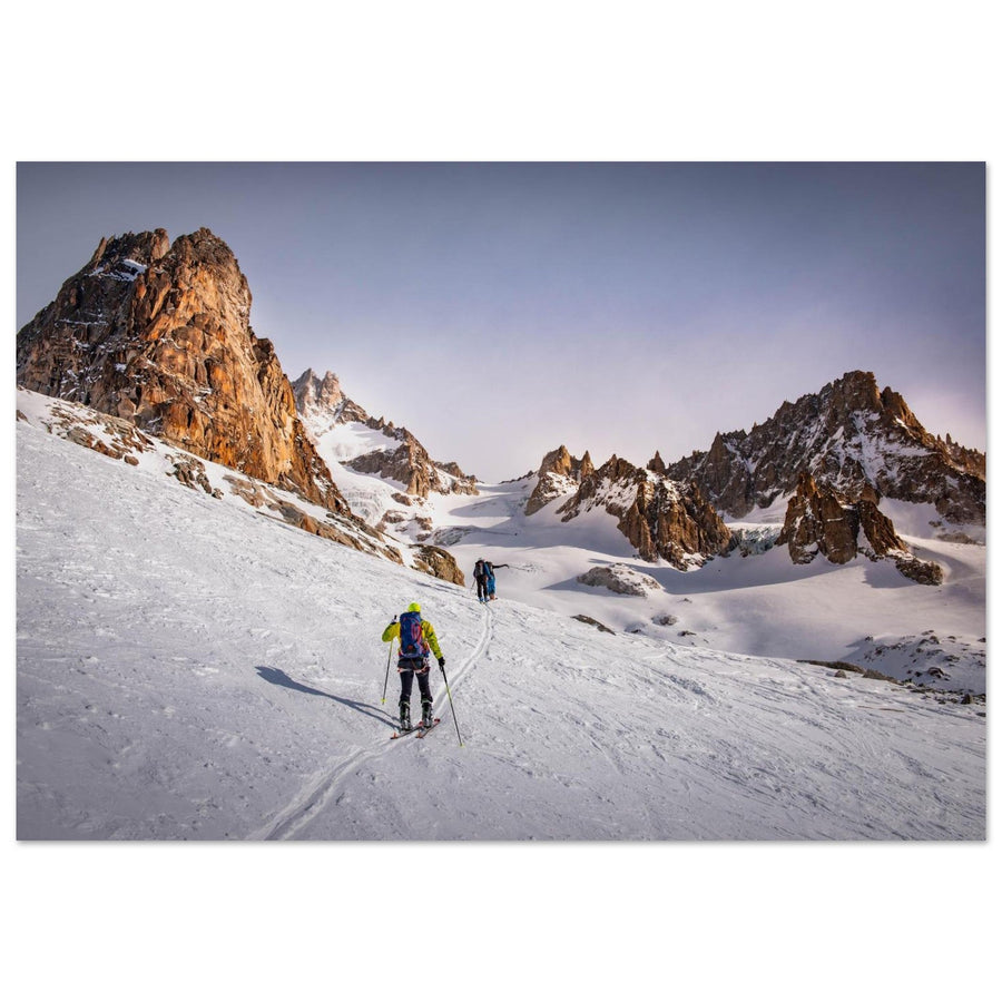 Tableau photo sur aluminium Dibond : Ski randonnée — Talèfre et Aiguille du Moine (Mont-Blanc)