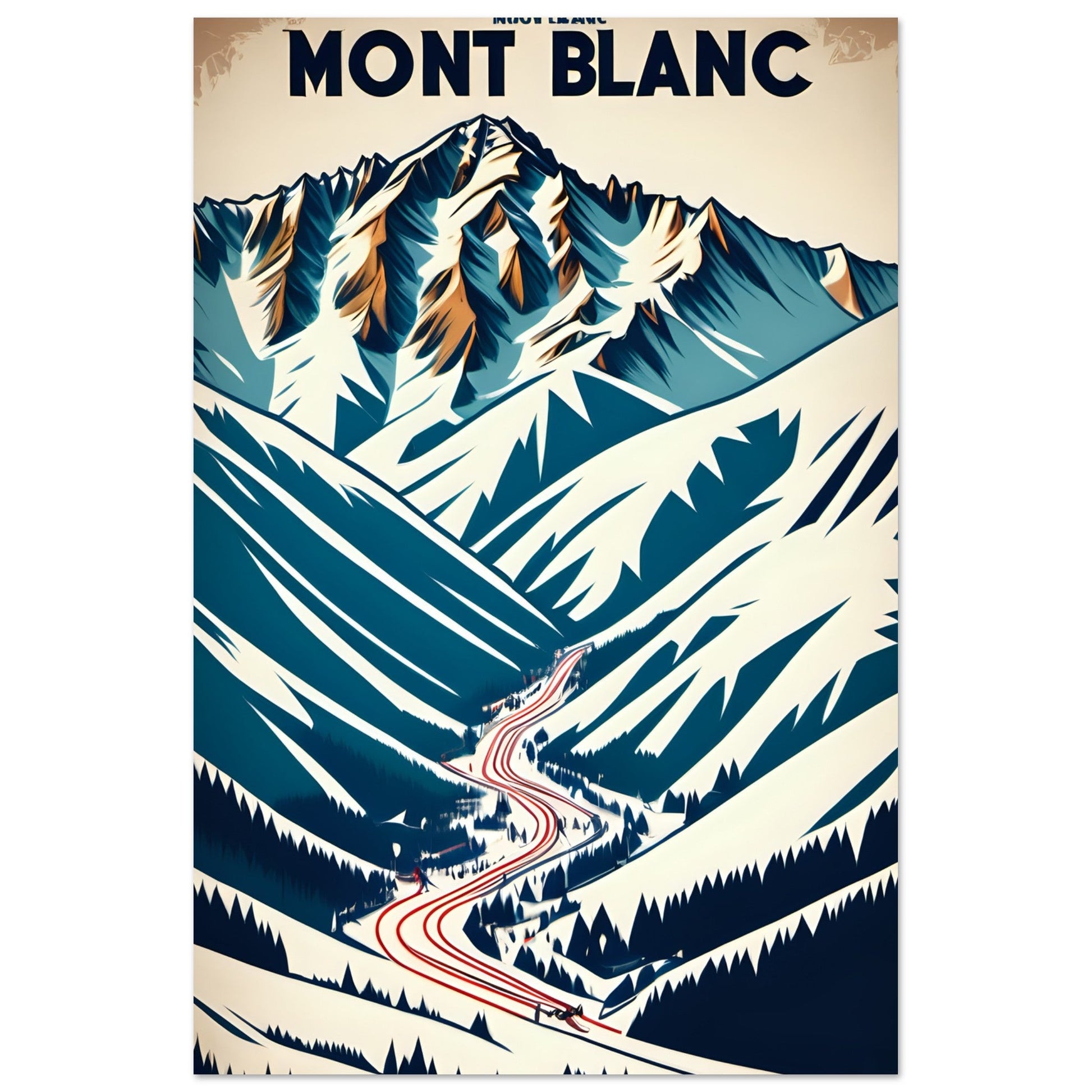 Vente Affiche rétro du Mont-Blanc - Tableau rétro alu montagne