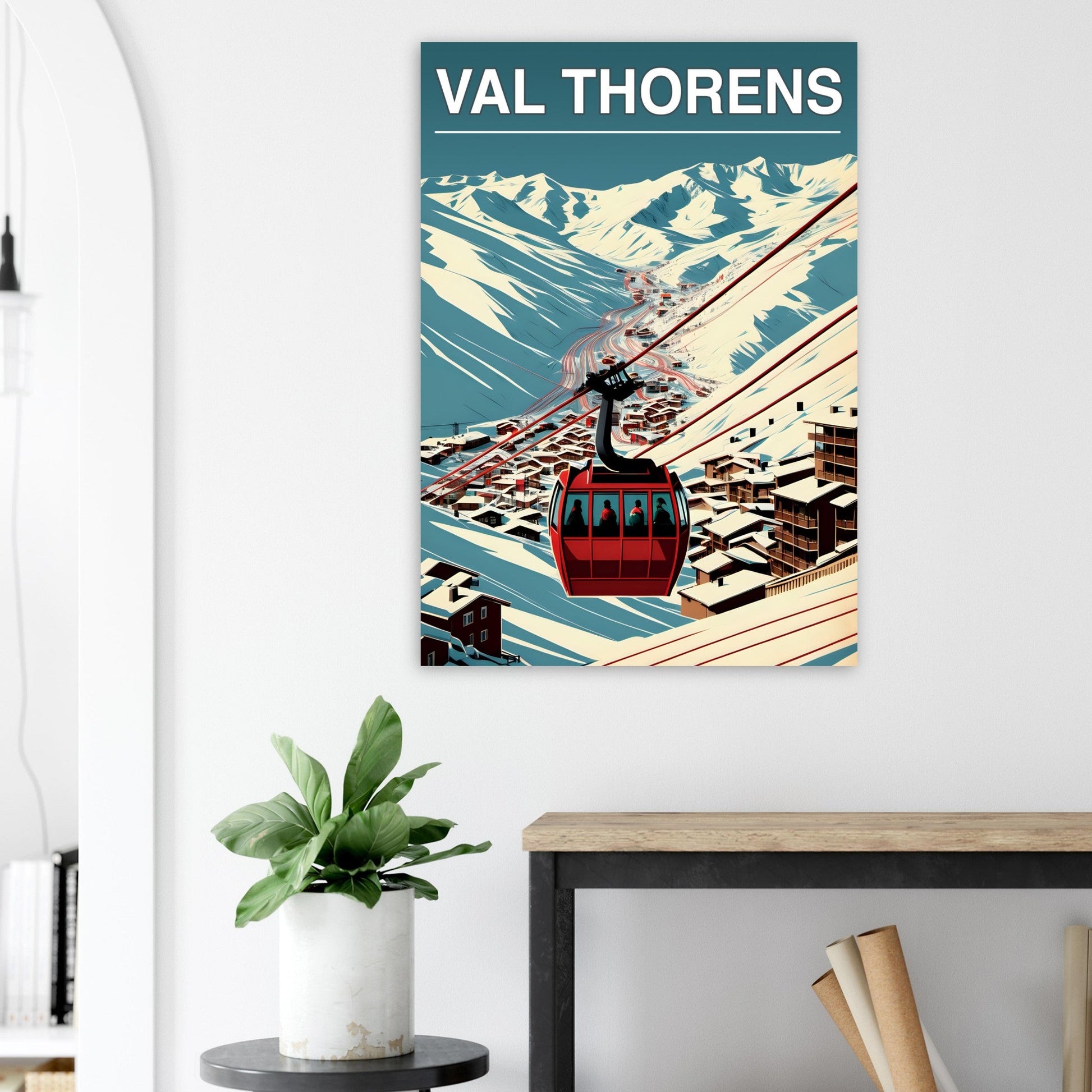 Vente Affiche rétro télécabine Val-Thorens - Tableau rétro alu montagne