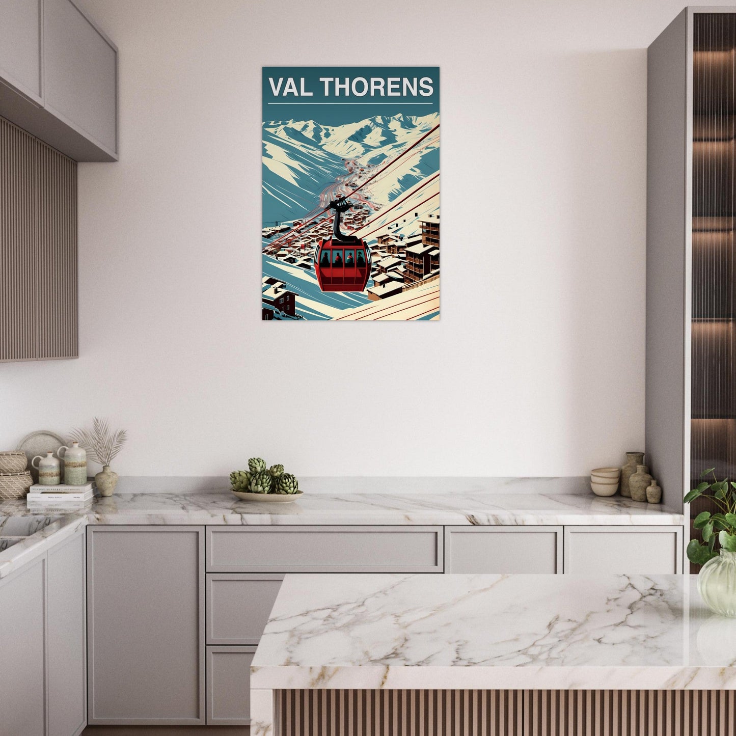 Vente Affiche rétro télécabine Val-Thorens - Tableau rétro alu montagne
