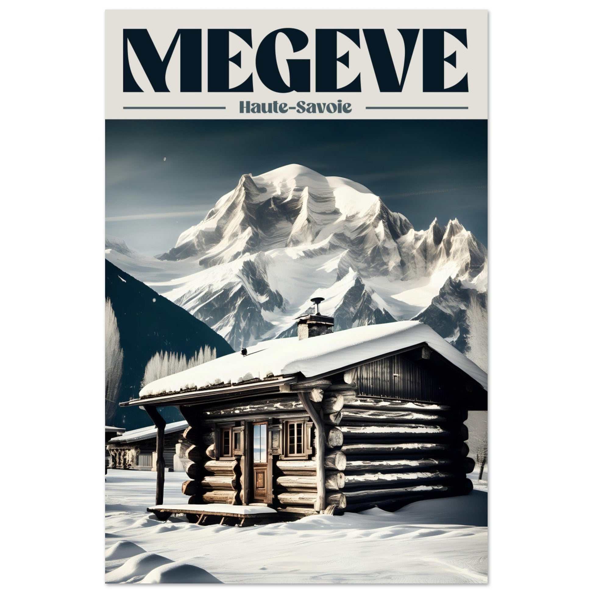 Vente Affiche vintage chalet à Megève, Haute-Savoie - Tableau rétro alu montagne