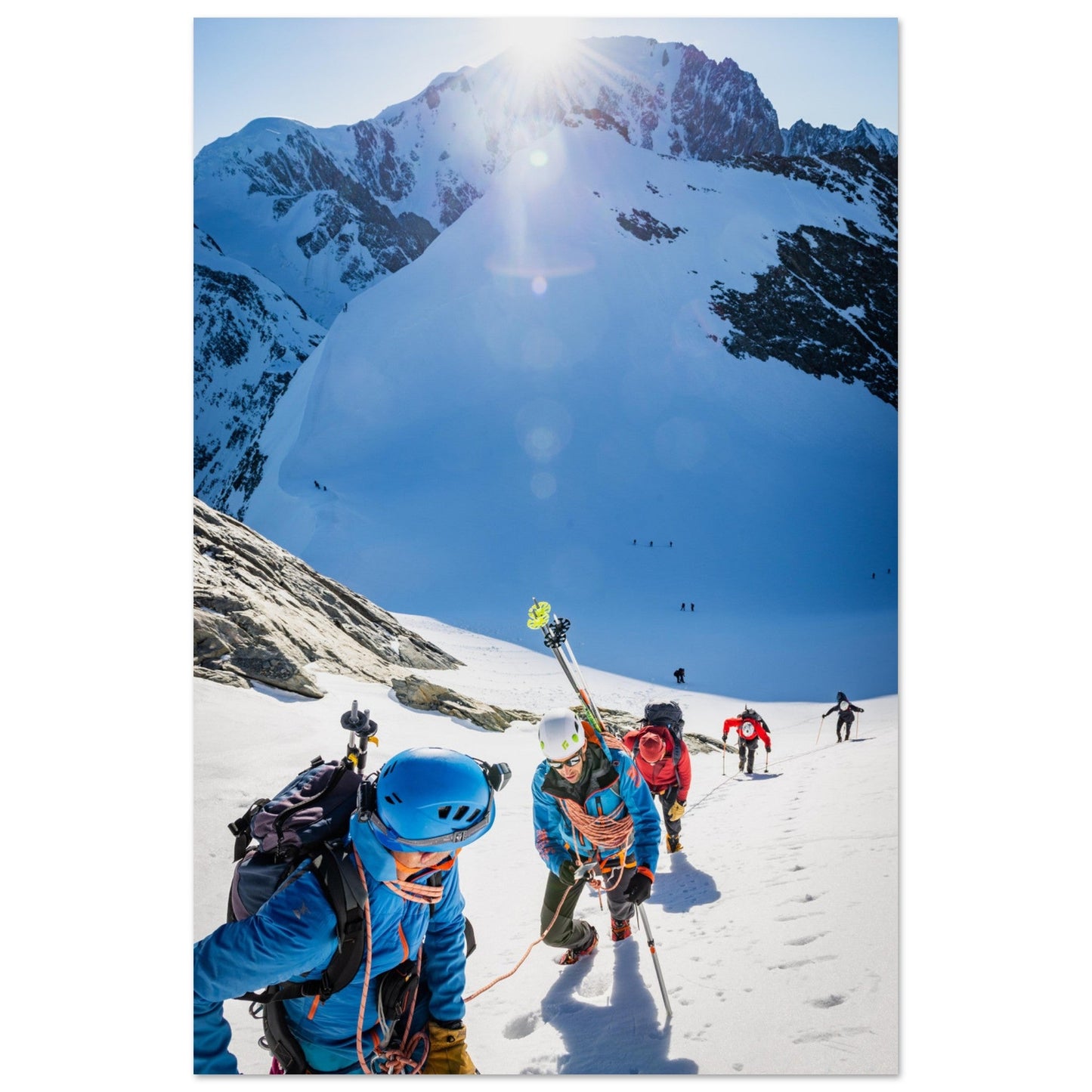 Vente Photo d'alpinistes dans l'ascension du Dome de Miage - Tableau photo alu montagne