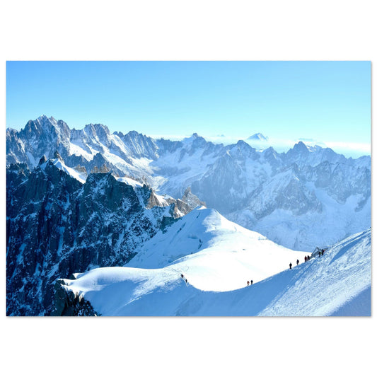 Vente Photo d'alpinistes sur la crete de l'Aiguille du midi, Chamonix mont Blanc - Tableau photo alu montagne