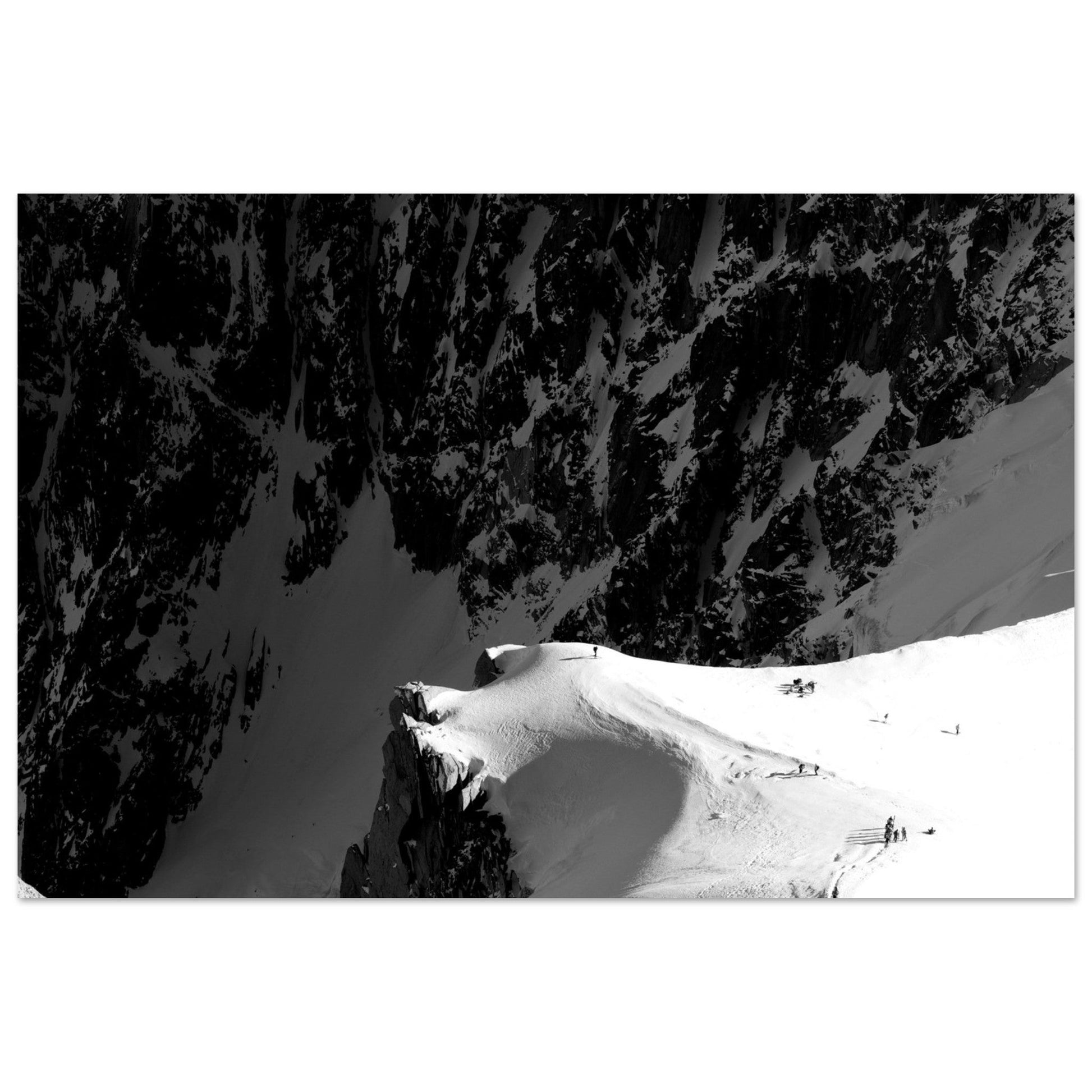 Vente Photo d'alpinistes sur l'Aiguille du Midi #1 - Noir et Blanc - Tableau photo alu montagne