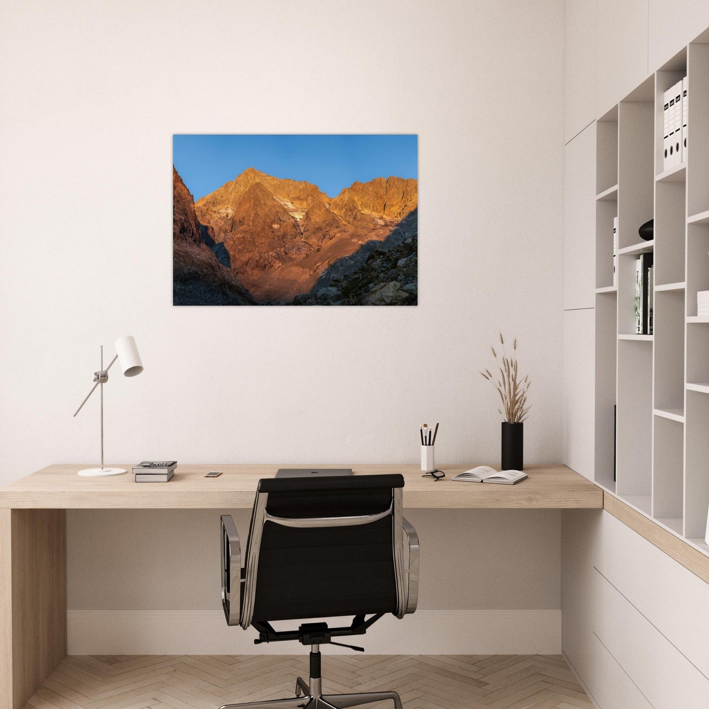 Tableau photo Photo de la barre des Ecrins au coucher du soleil, Hautes - Alpes — tirage aluminium Dibond mat, fabrication française, prêt à accrocher