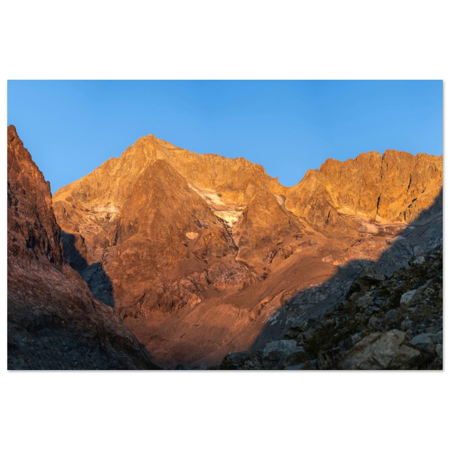 Vente Photo de la barre des Ecrins au coucher du soleil, Hautes-Alpes - Tableau photo alu montagne