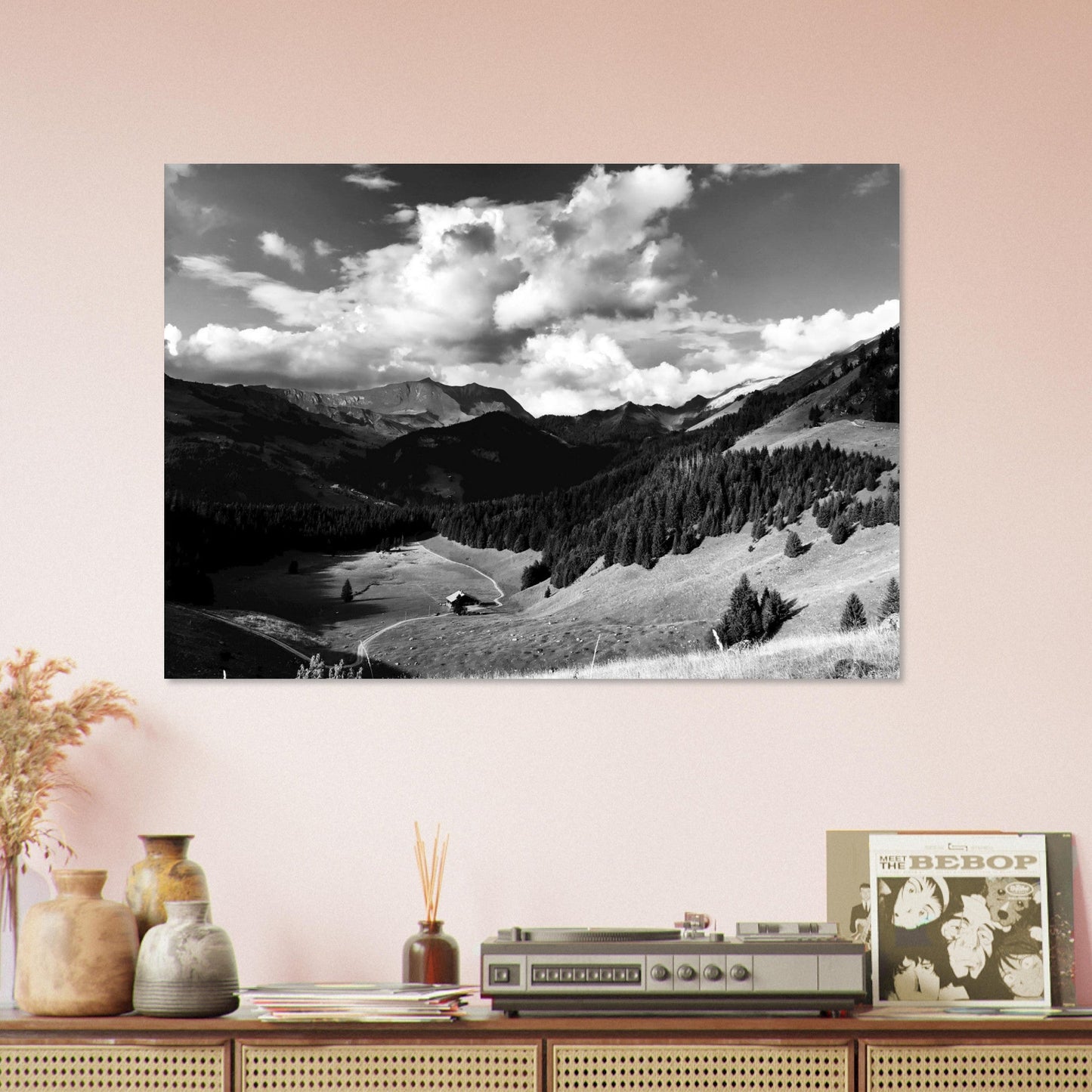 Tableau photo Photo de la Clusaz, Haute Savoie - Noir & Blanc — tirage aluminium Dibond mat, fabrication française, prêt à accrocher