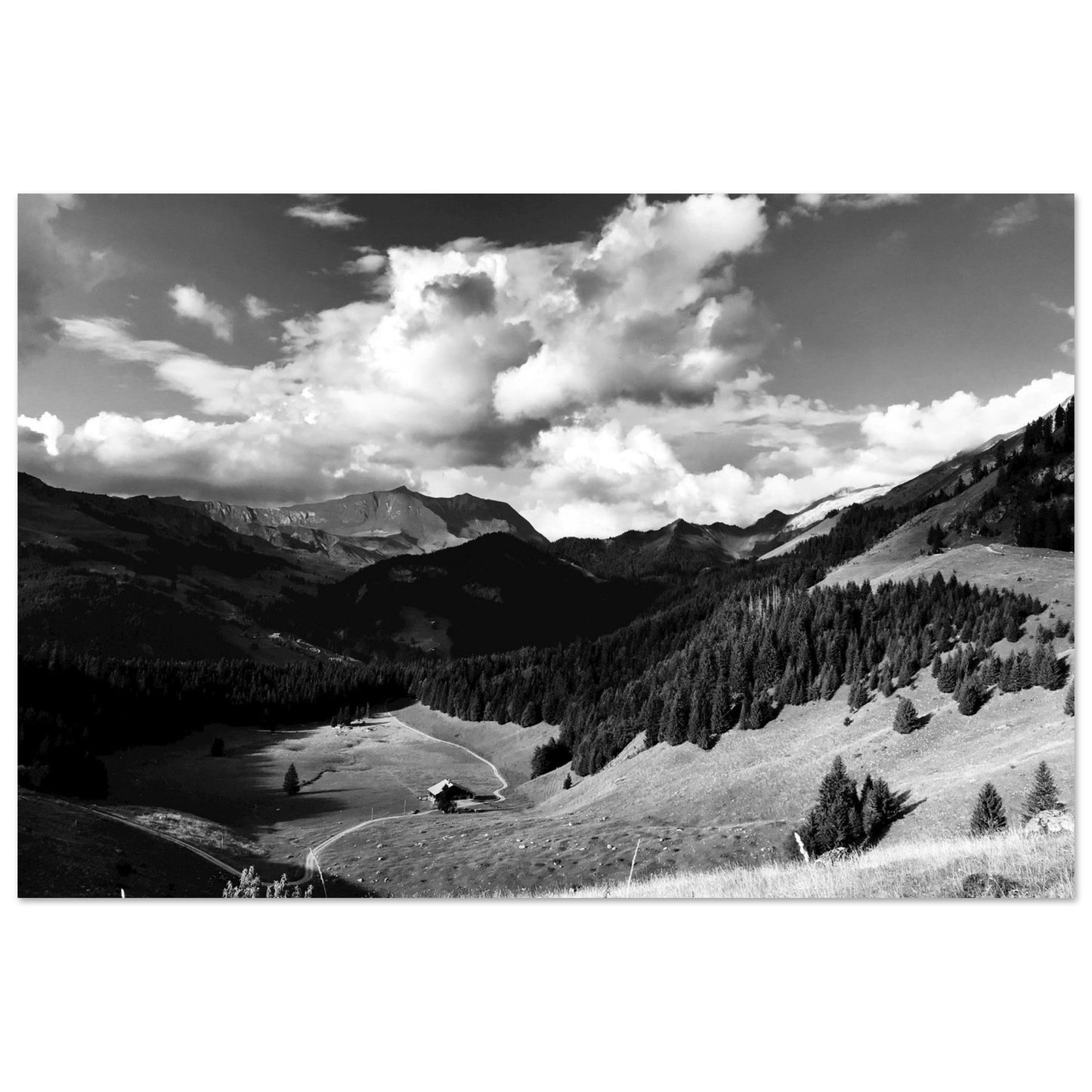 Vente Photo de la Clusaz, Haute Savoie - Noir & Blanc - Tableau photo alu montagne