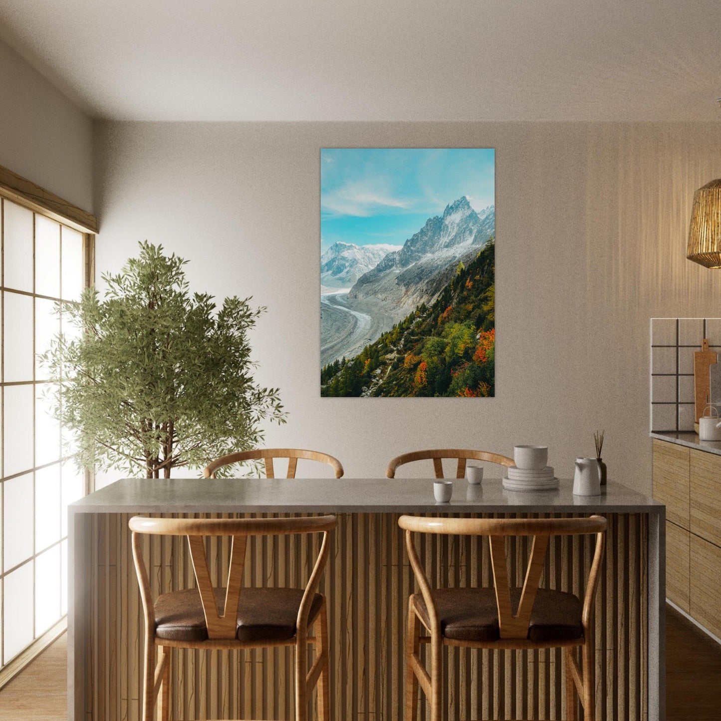 Tableau photo Photo de la mer de glace du Mont - Blanc en automne — tirage aluminium Dibond mat, fabrication française, prêt à accrocher