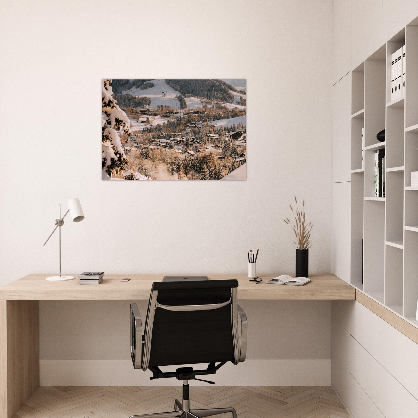 Tableau photo Photo de la station de ski Megève, Haute Savoie — tirage aluminium Dibond mat, fabrication française, prêt à accrocher