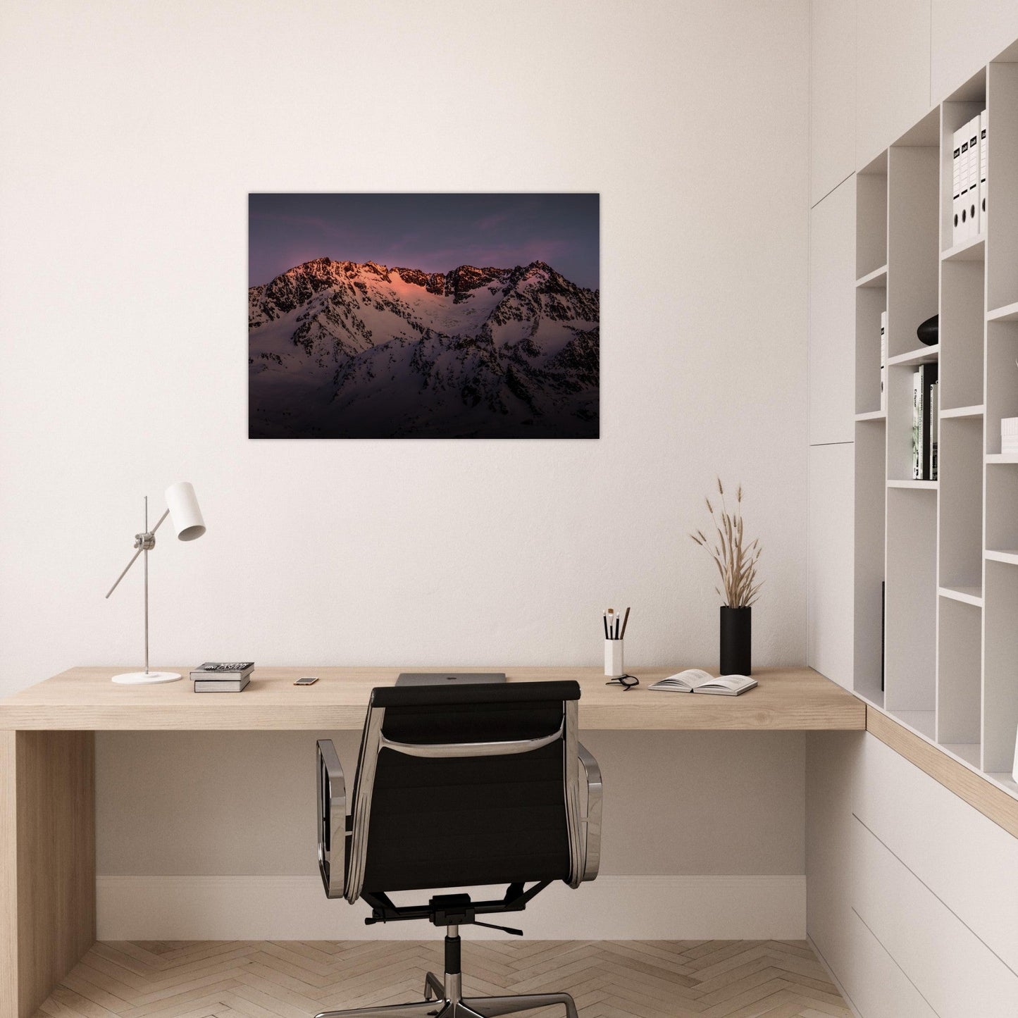 Tableau photo Photo de l'Aiguille de Péclet au coucher de soleil, Val Thorens, Savoie — tirage aluminium Dibond mat, fabrication française, prêt à accrocher