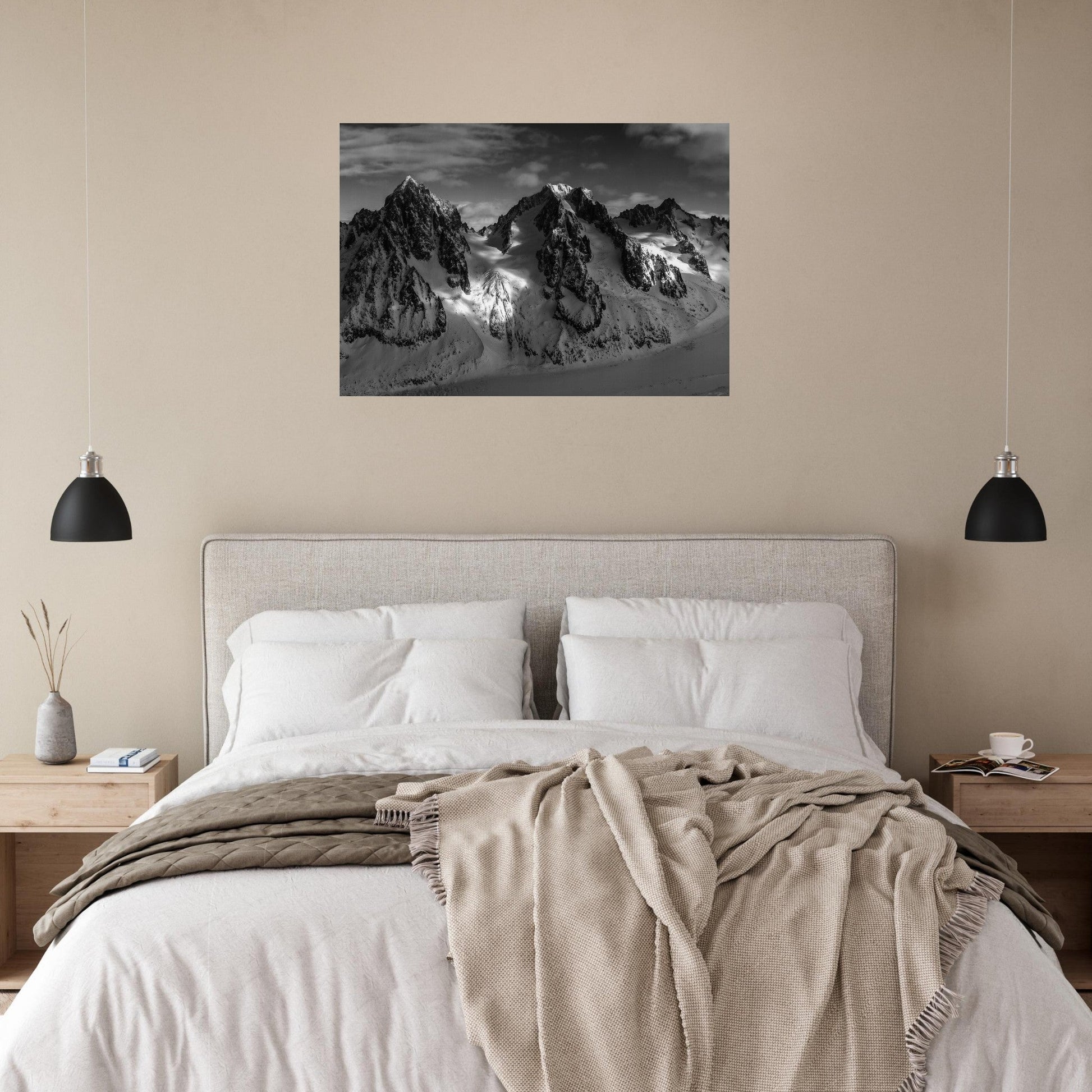 Vente Photo de l'Aiguille des Grands Montets Chamonix-Mont-Blanc - Noir & Blanc - Tableau photo alu montagne