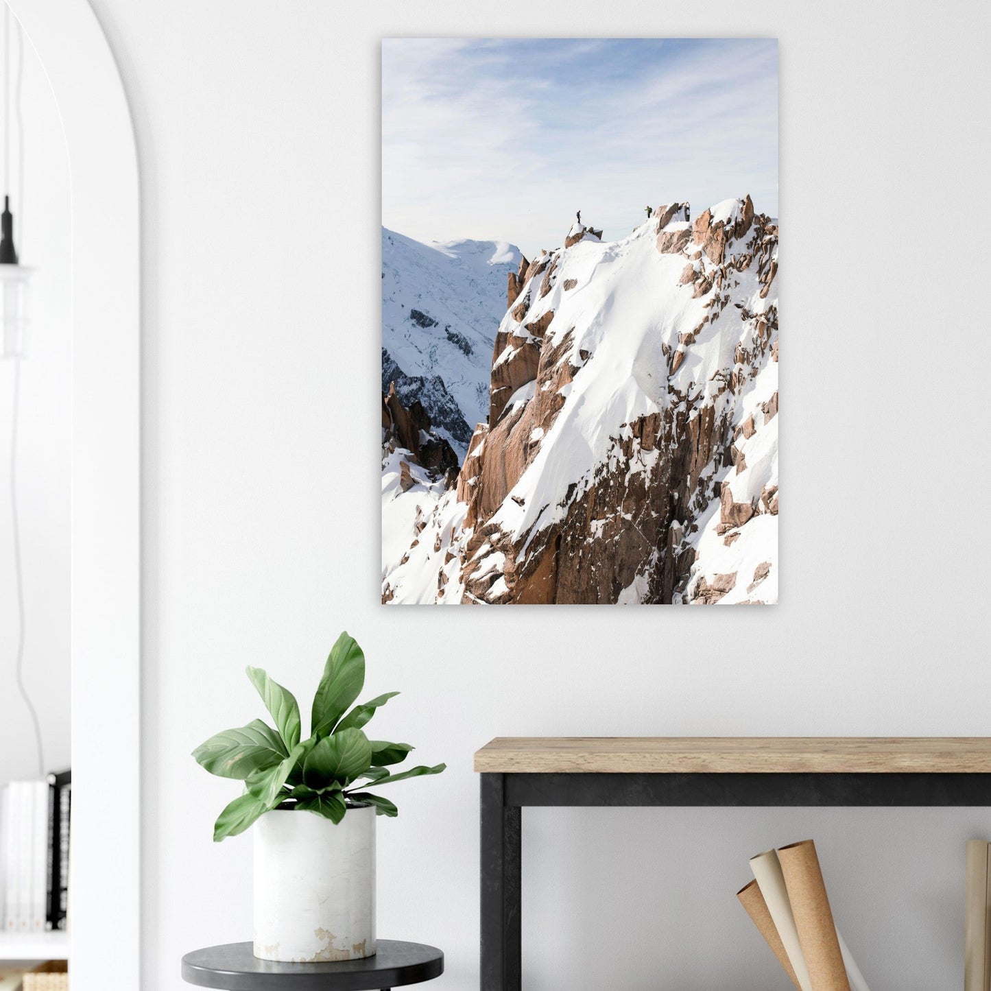 Tableau photo Photo de l'Aiguille du Midi, Arête des Cosmiques, Chamonix — tirage aluminium Dibond mat, fabrication française, prêt à accrocher