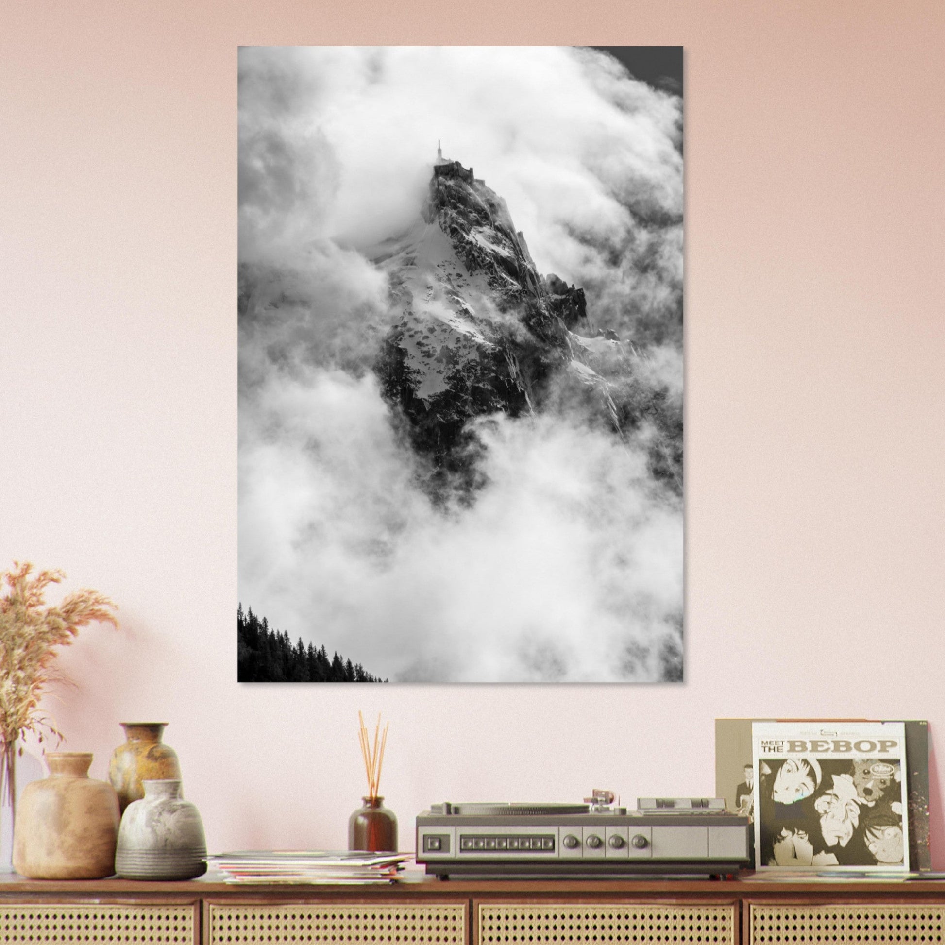 Vente Photo de l'Aiguille du Midi, Mont-Blanc, Chamonix - Noir & Blanc - Tableau photo alu montagne
