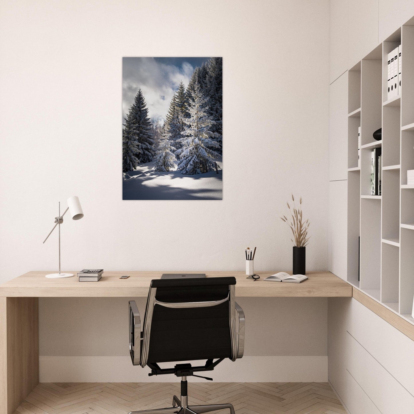 Tableau photo Photo de magnifiques sapins enneigés — tirage aluminium Dibond mat, fabrication française, prêt à accrocher
