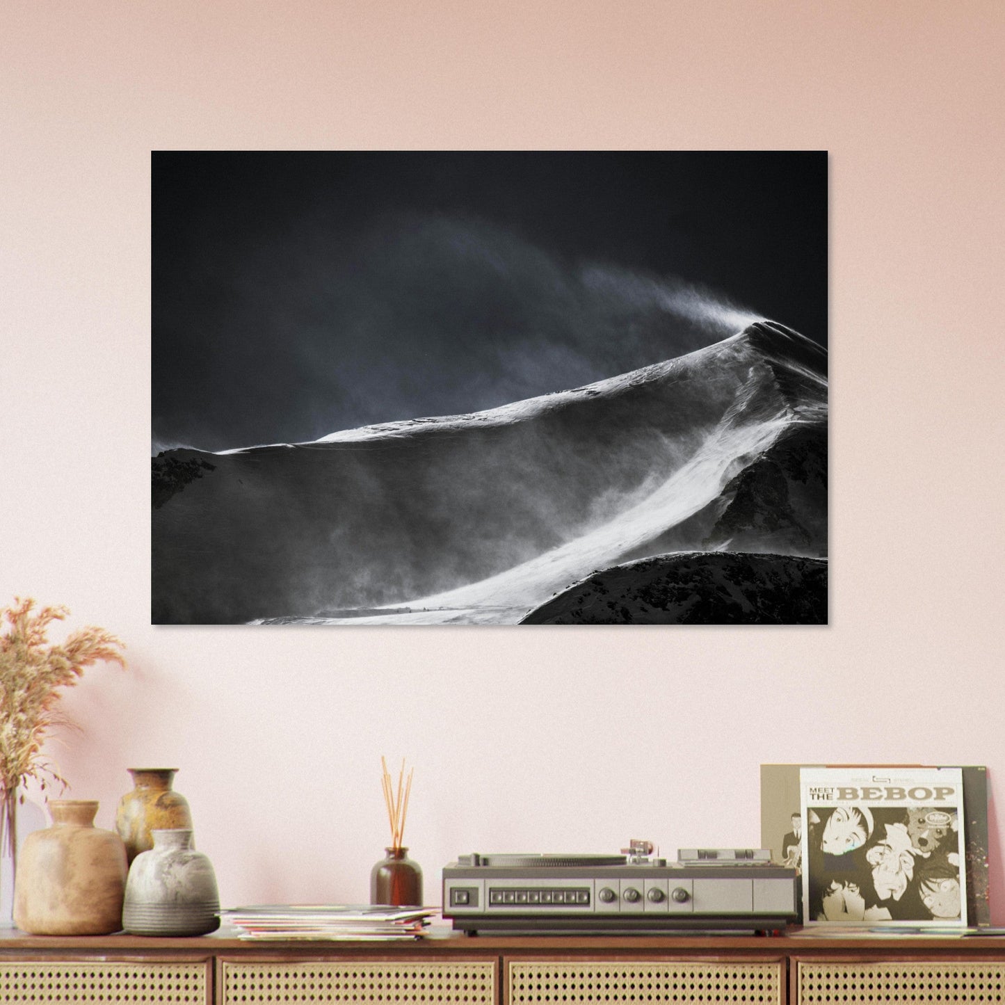 Tableau photo Photo de Tignes en hiver, massif de la Vanoise - Noir & Blanc — tirage aluminium Dibond mat, fabrication française, prêt à accrocher