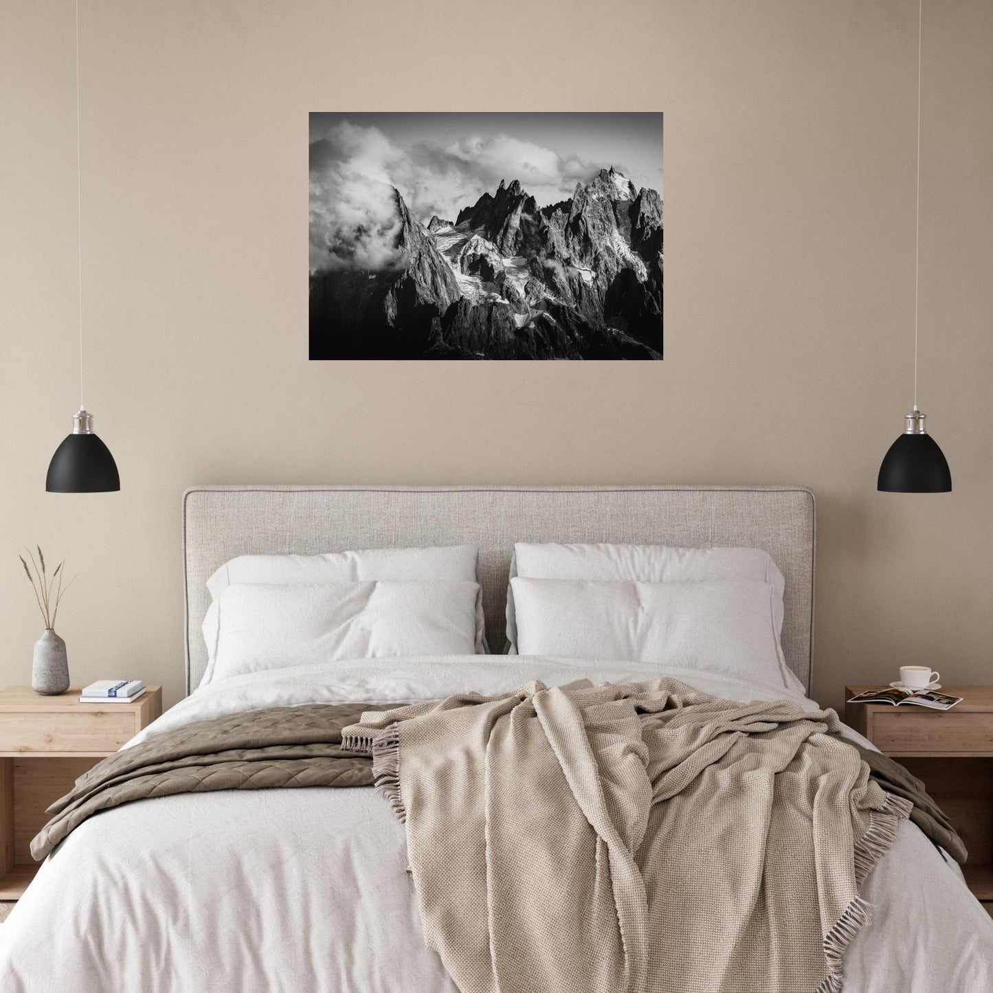 Vente Photo des Aiguilles du Mont-Blanc - Noir & Blanc - Tableau photo alu montagne