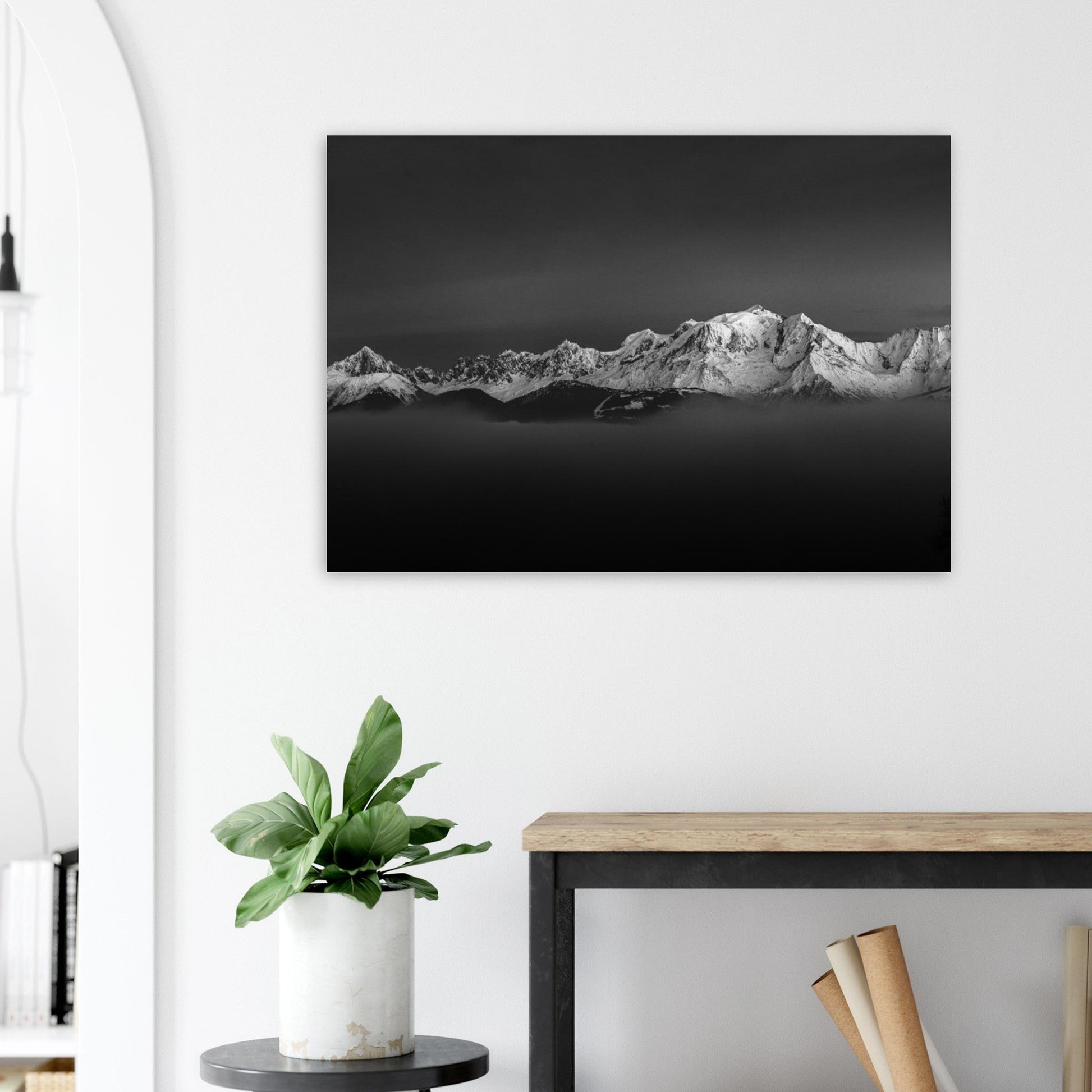 Vente Photo des dernières lueurs sur le Mont-Blanc - Noir & Blanc - Tableau photo alu montagne