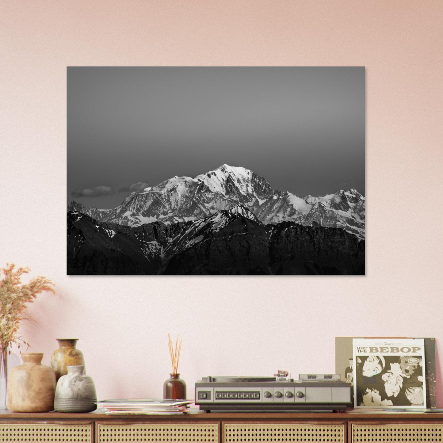 Vente Photo des dernières lueurs sur le Mont-Blanc - Noir & Blanc - Tableau photo alu montagne