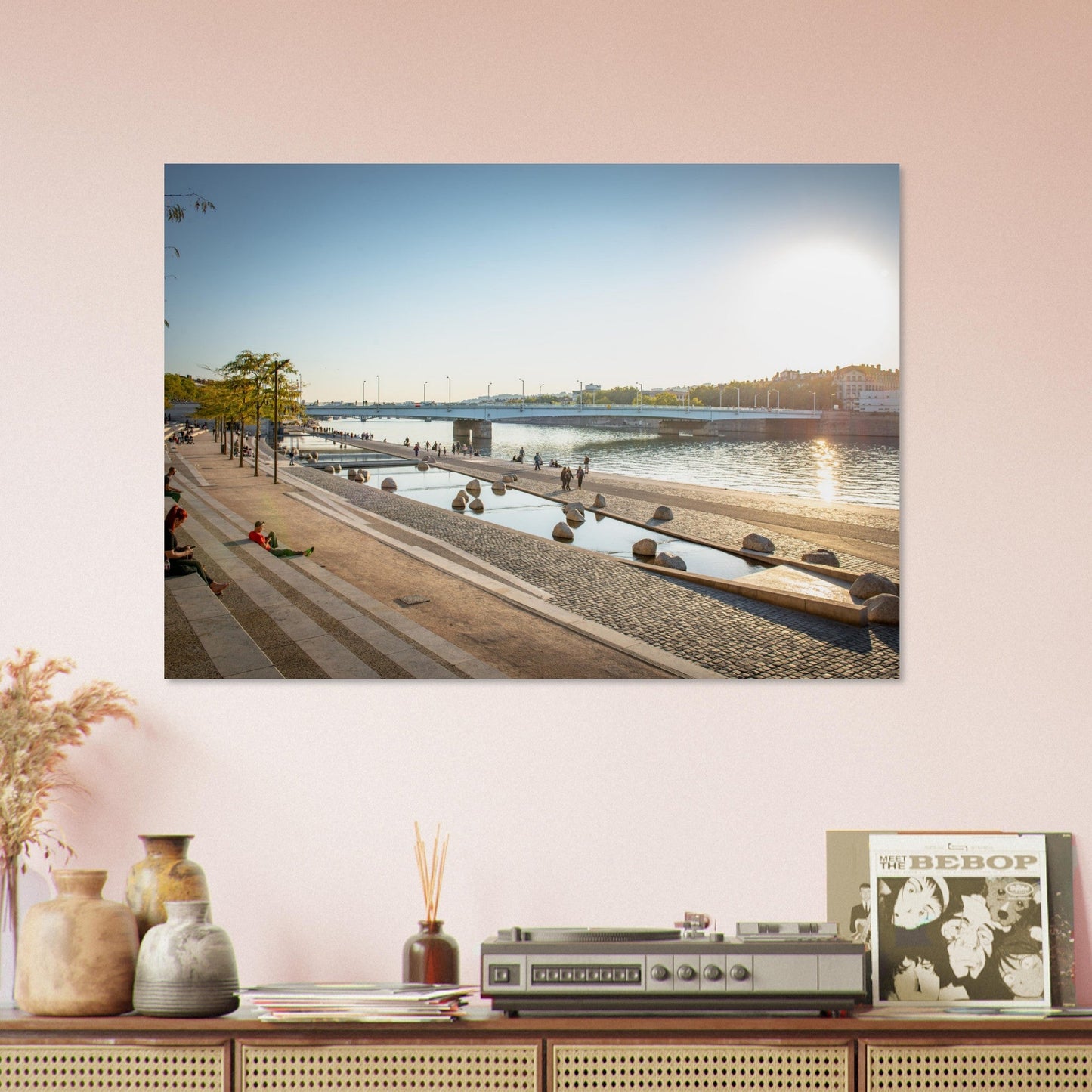 Tableau photo Photo des escaliers des Berges du Rhone, Lyon — tirage aluminium Dibond mat, fabrication française, prêt à accrocher