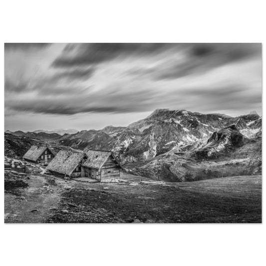 Vente Photo des refuges de la Valette, Vanoise - Noir & Blanc - Tableau photo alu montagne
