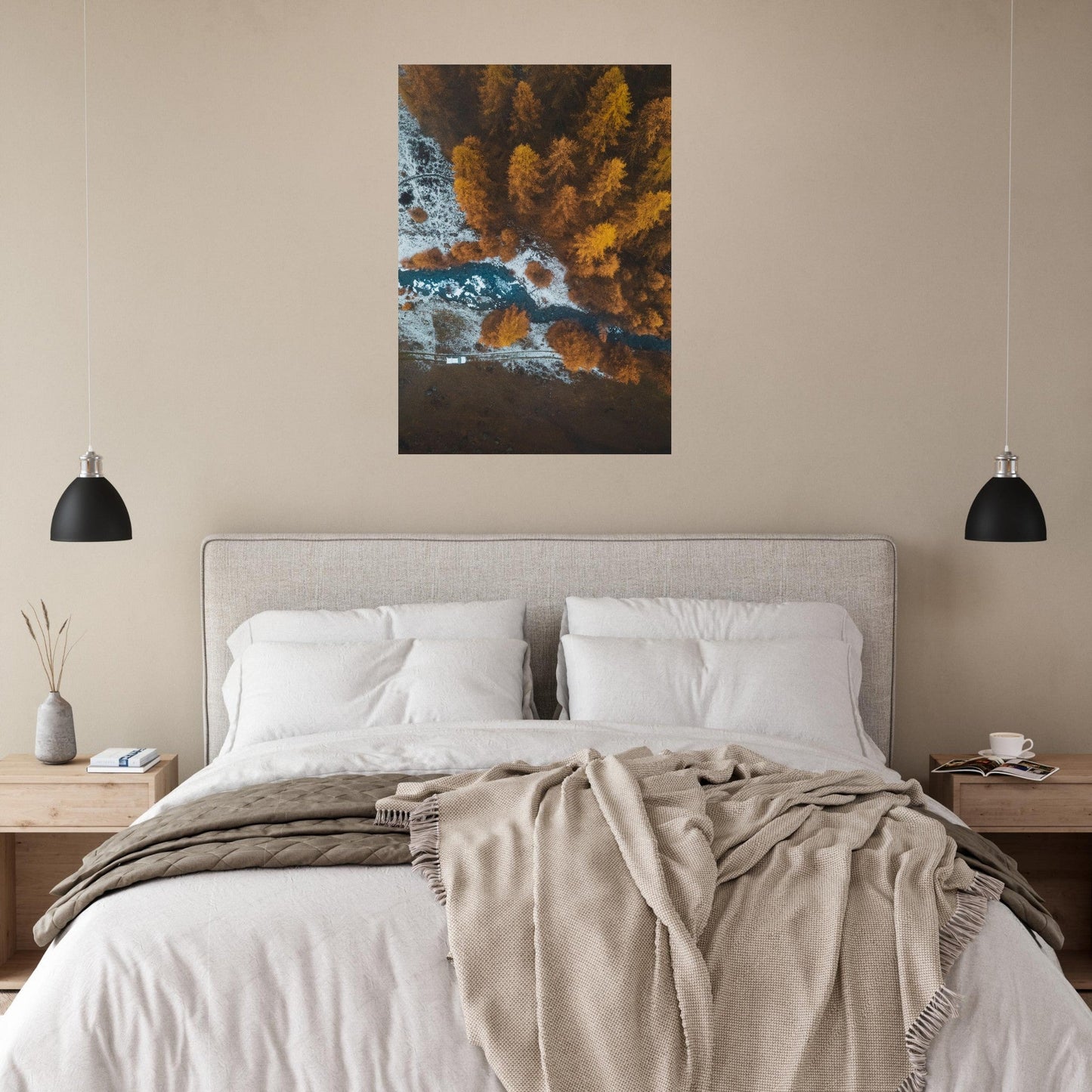 Tableau photo Photo drone de Mélèzes en automne, Massif des Ecrins 1 — tirage aluminium Dibond mat, fabrication française, prêt à accrocher