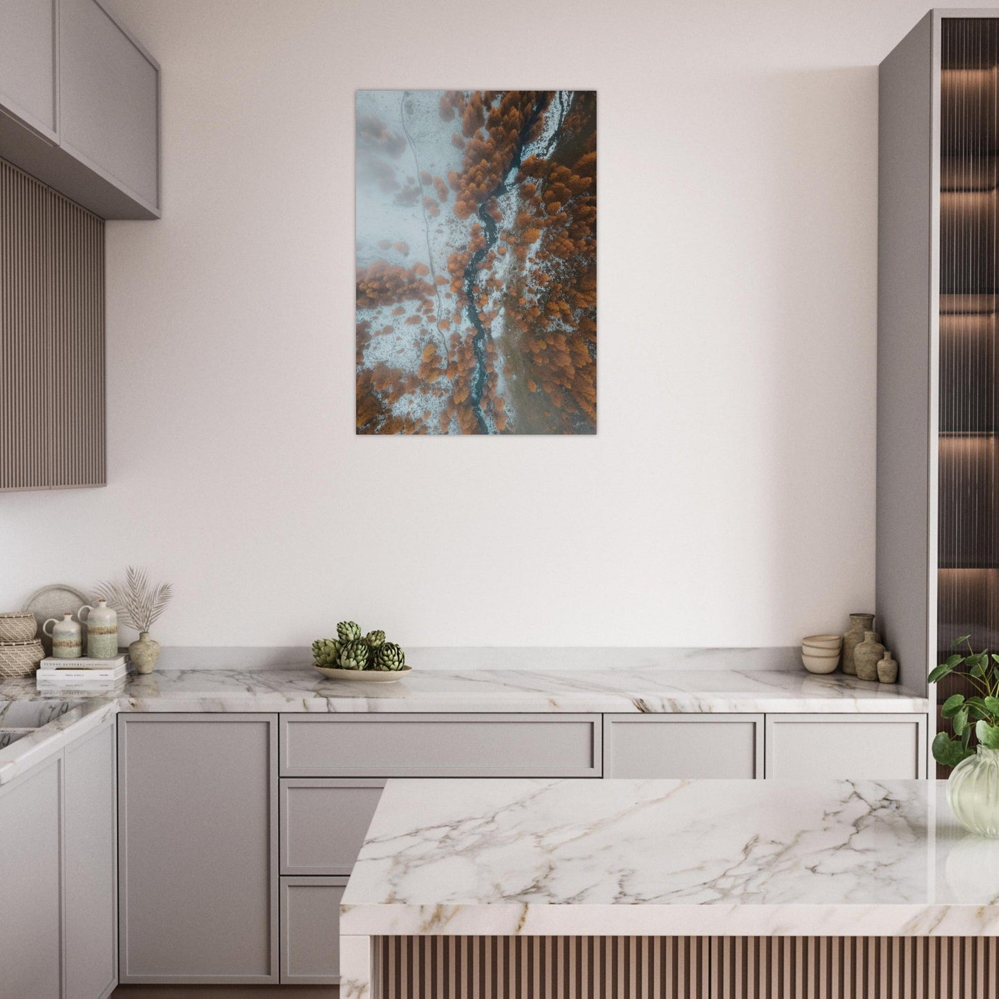 Tableau photo Photo drone de Mélèzes en automne, Massif des Ecrins 2 — tirage aluminium Dibond mat, fabrication française, prêt à accrocher