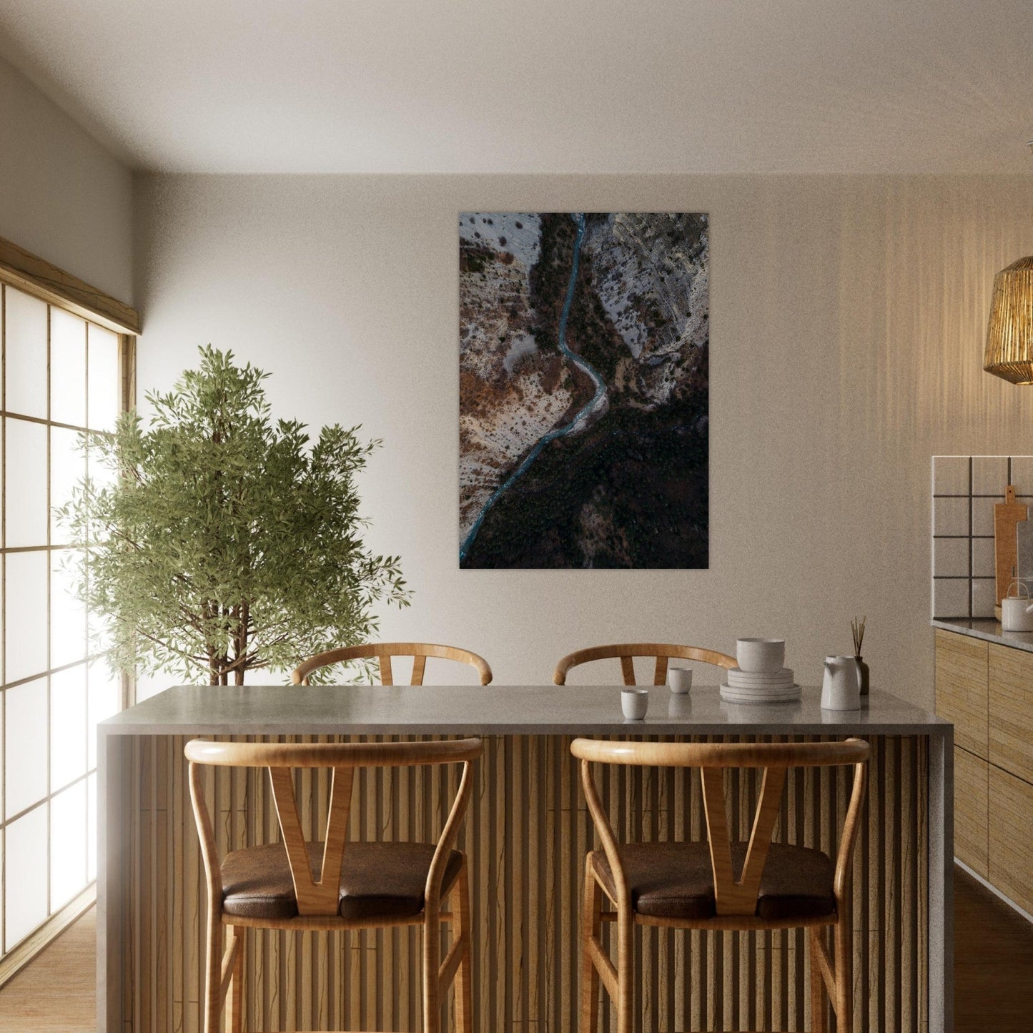 Tableau photo Photo drone de Mélèzes en automne, Massif des Ecrins 3 — tirage aluminium Dibond mat, fabrication française, prêt à accrocher